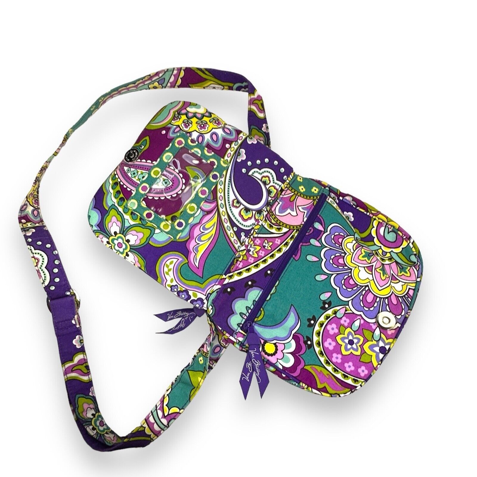 Vera Bradley Vera Bradley Purple Teal Paisley Crossbody Bag Storage EUC Size ONE SIZE - 6 Thumbnail