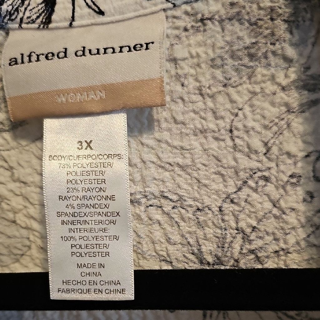 Other Alfred Dunner Black and White Textured Top Size 3XL / US 20-22 - 2 Thumbnail