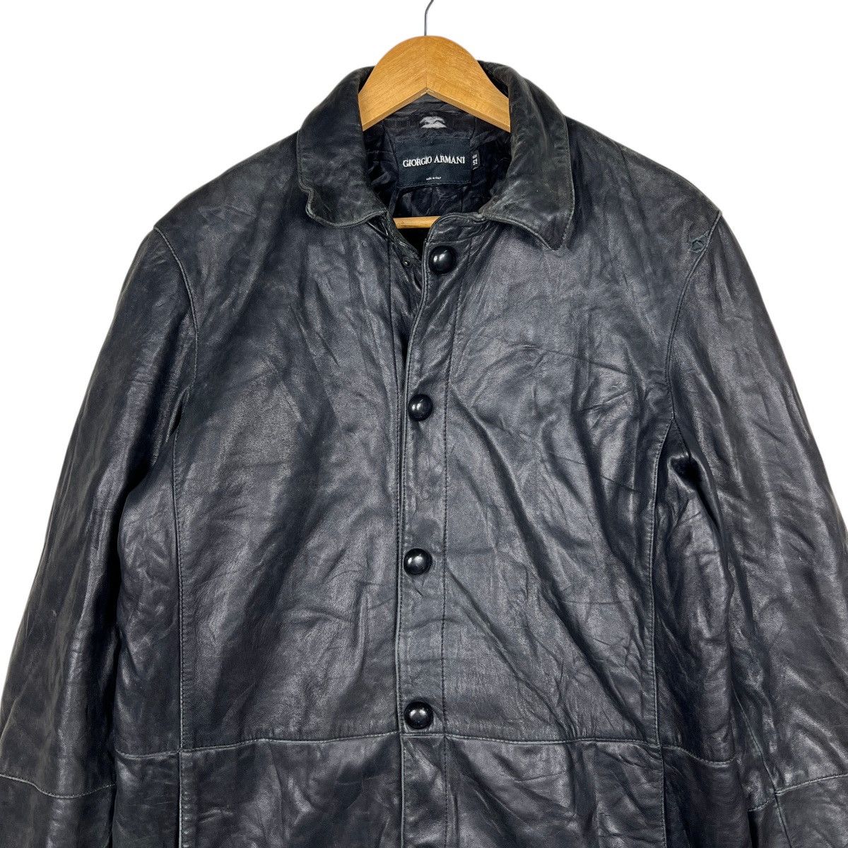 Giorgio Armani Vintage Giorgio Armani Leather Snap Button Jacket Size US L / EU 52-54 / 3 - 3 Thumbnail