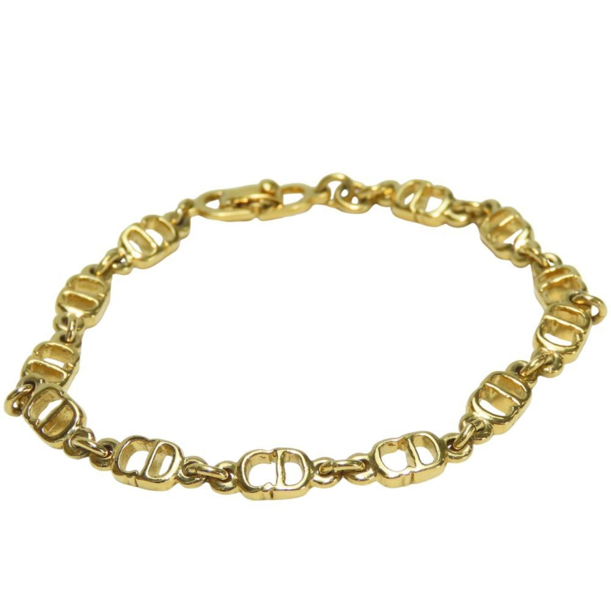Christian Dior bracelet, metal, gold chain, plated, women's,