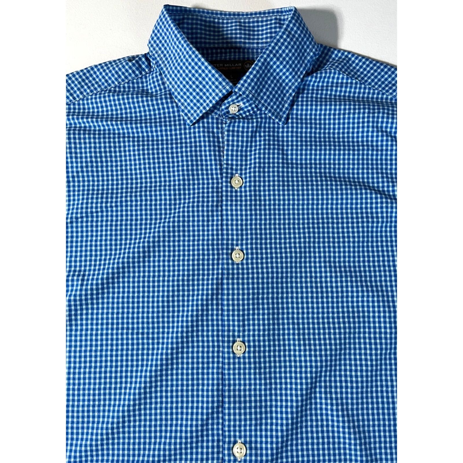 Peter Millar Peter Millar Summer Comfort Button-Up Shirt Men Long Sleeve Blue L Check/Nylon Blend Regular Size US L / EU 52-54 / 3 - 3 Thumbnail