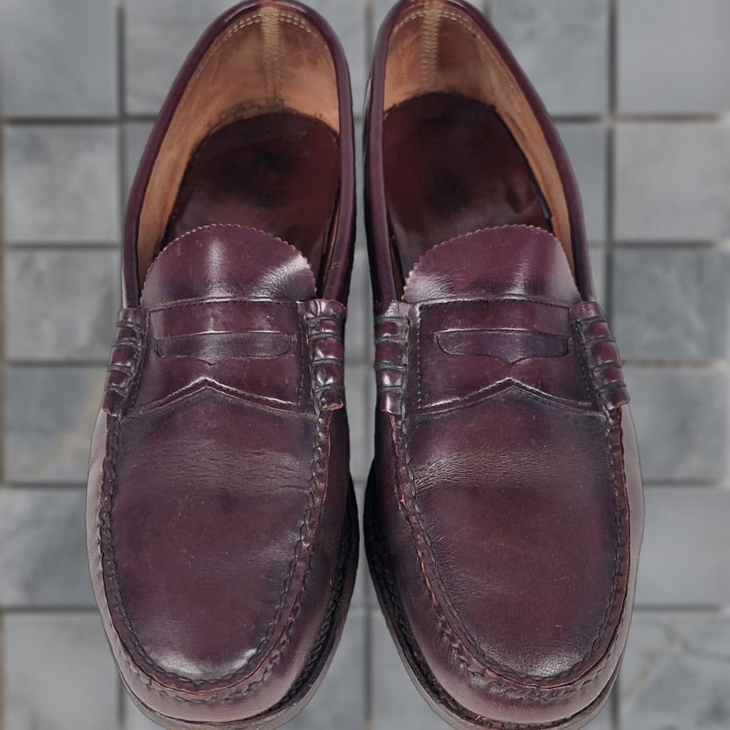 VINTAGE Dexter Handsewn Mens Loafer Dress Slip On Brown Leather 12 USA