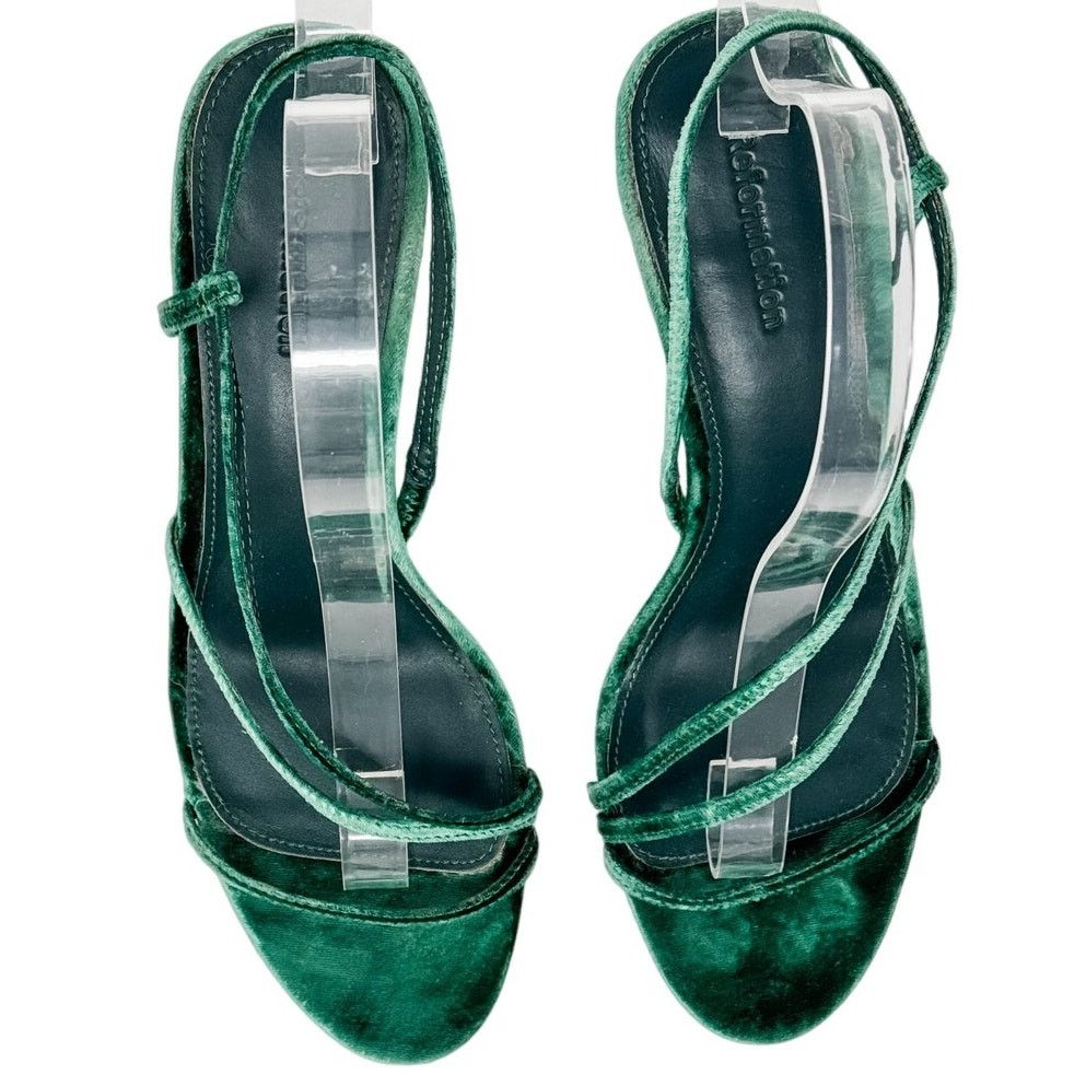 Reformation Reformation Marylou Velvet Slingback Sandals green size 7.5 Size US 7.5 / IT 37.5 - 5 Thumbnail