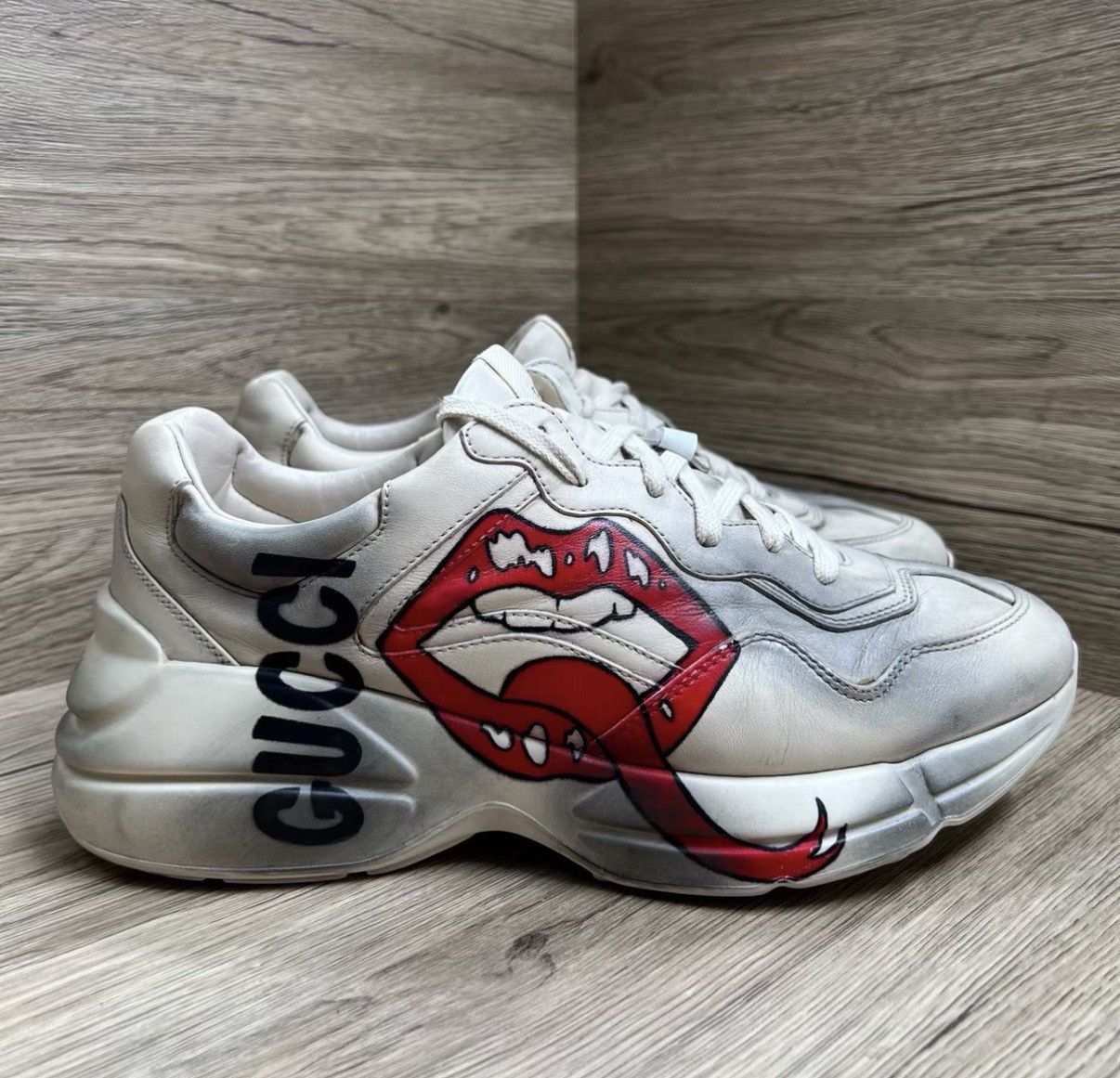 Gucci Gucci Rhyton Lip Print Vintage Dad Sneakers J41 Size US 8 / EU 41 - 3 Thumbnail