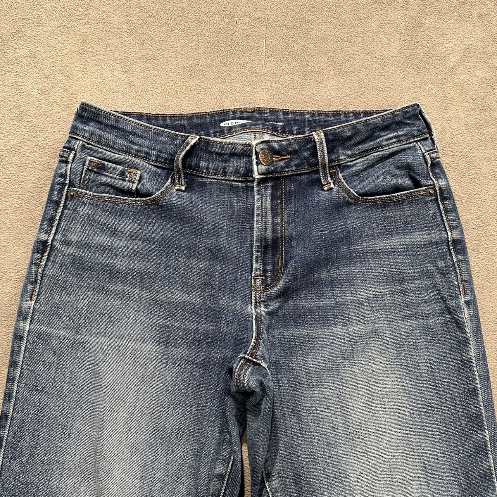 Old Navy Old Navy Womens Jeans Size 4 Blue Denim Straight Mid Rise Distressed Faded GUC Size 27" / US 4 / IT 40 - 3 Thumbnail