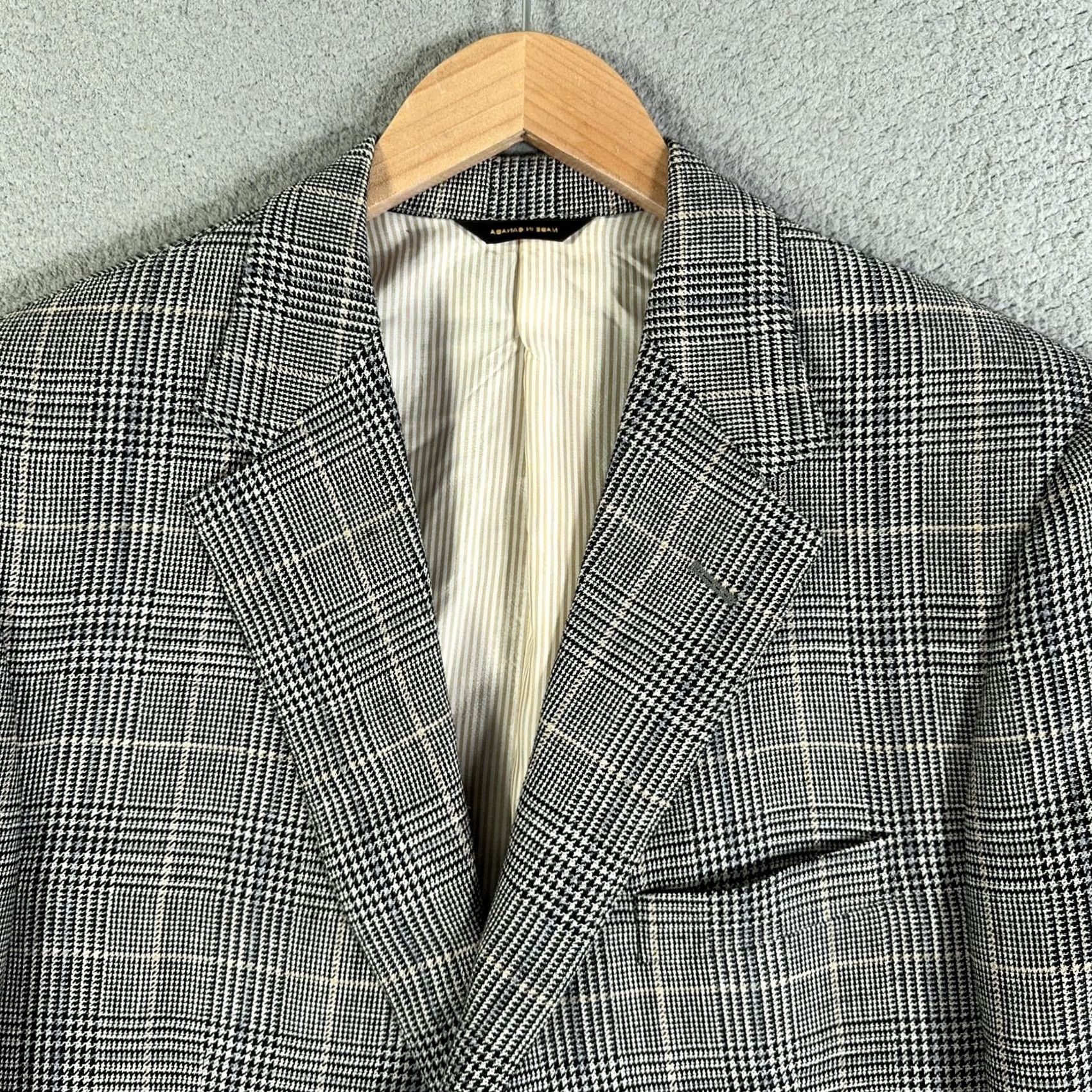Vintage Hickey Freeman Sport Coat Jacket Gray Glen Plaid 2 Button Custom MTM E THOMAS Italy Wool Silk Linen 43 Regular Mens Jacket Coat Size US XS / EU 42 / 0 - 2 Thumbnail