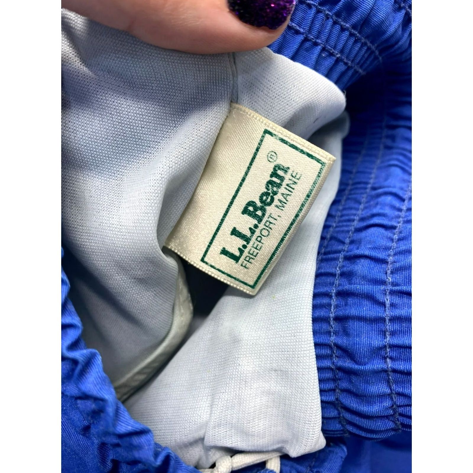 Vintage VINTAGE L.L. Bean Trunks Bottom Men Large Blue Swim Trunks Tie Waist Pockets Back Seam Fair Size US 33 - 6 Thumbnail