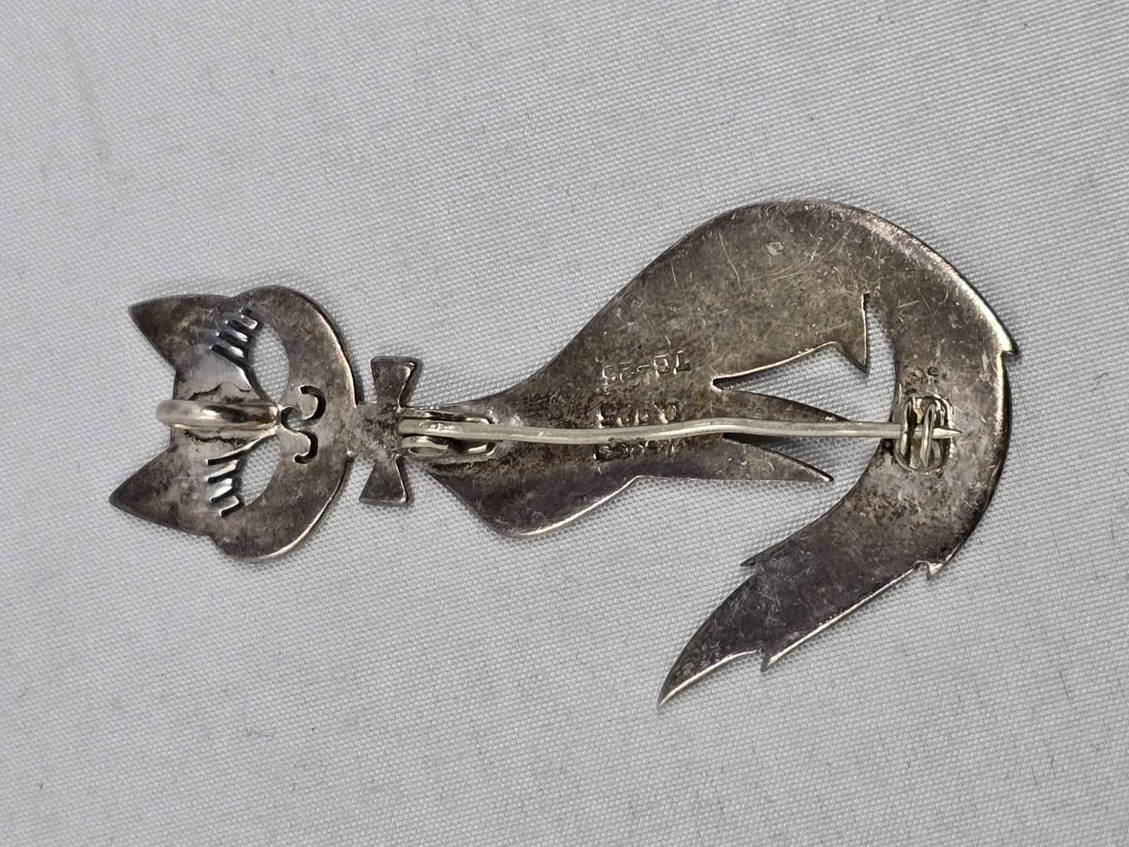 Other Vintage Taxco Mexico Sterling Modernist Cat Brooch Pendant Size ONE SIZE - 3 Thumbnail