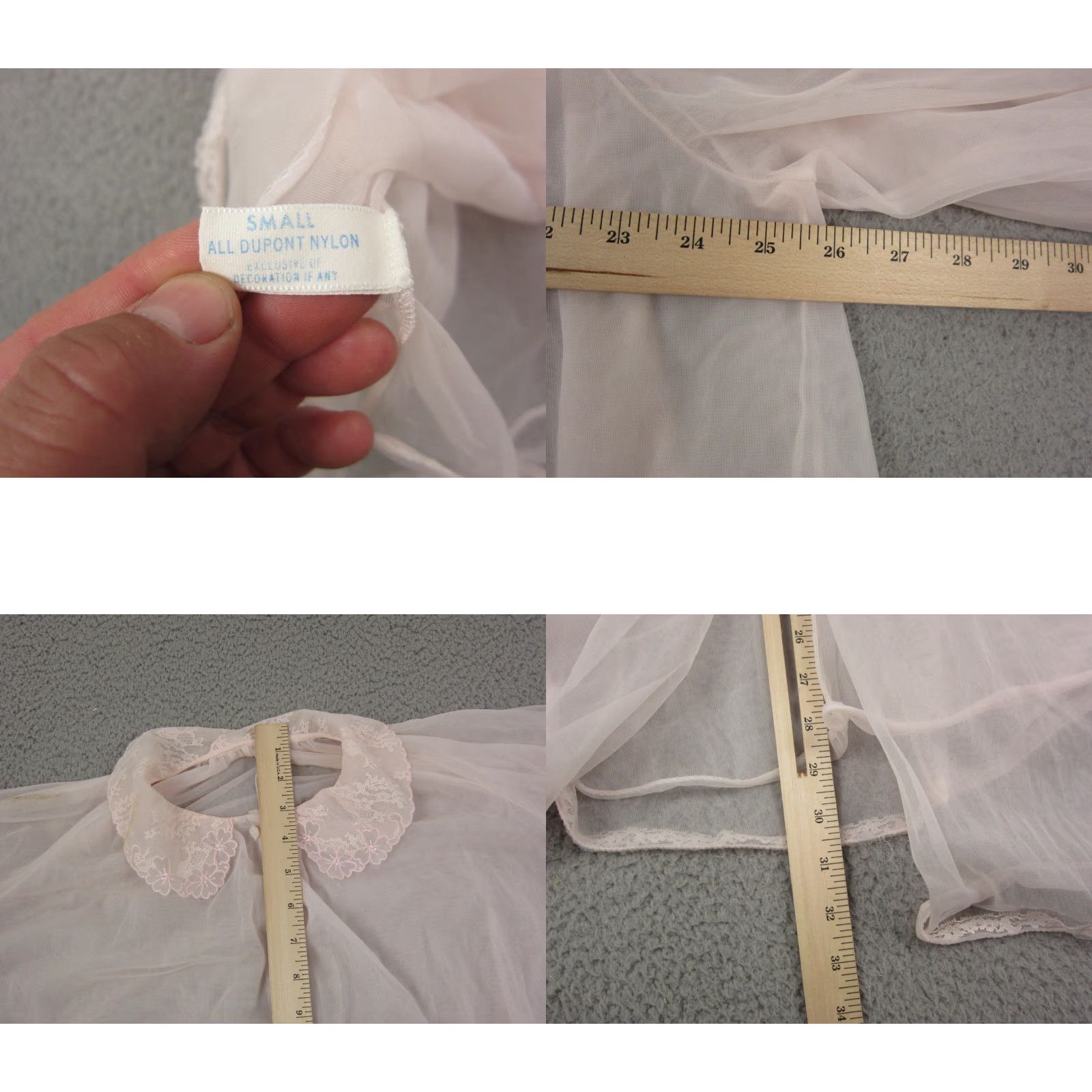 Vintage Vintage Van Raalte Lingerie Dress Small Pink Sheer Lace Nylon USA 60s Size S / US 4 / IT 40 - 8 Thumbnail