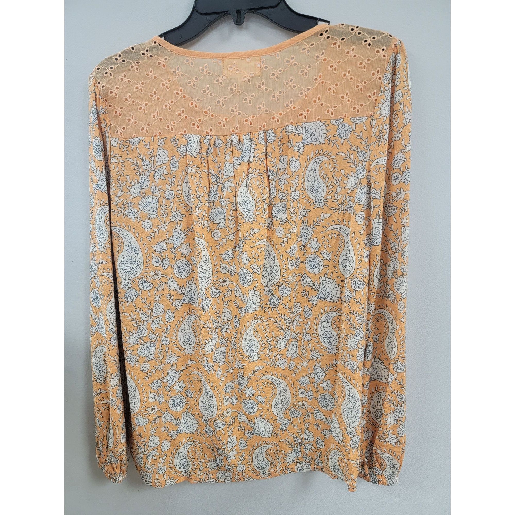 Other Melloday Womens Paisley Blouse With Crochet Yoke & Tie Neck Size M / US 6-8 / IT 42-44 - 5 Thumbnail