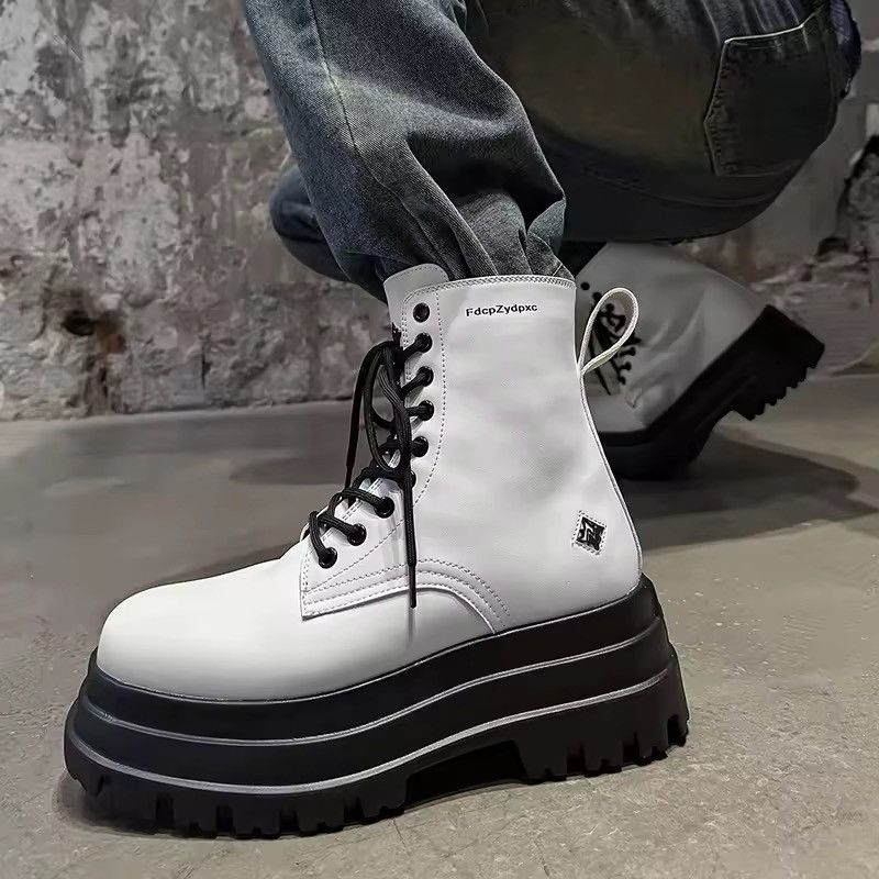 Japanese Brand Thick Soled High Top Men Pu Leather Boots Size US 6 / EU 39 - 4 Thumbnail