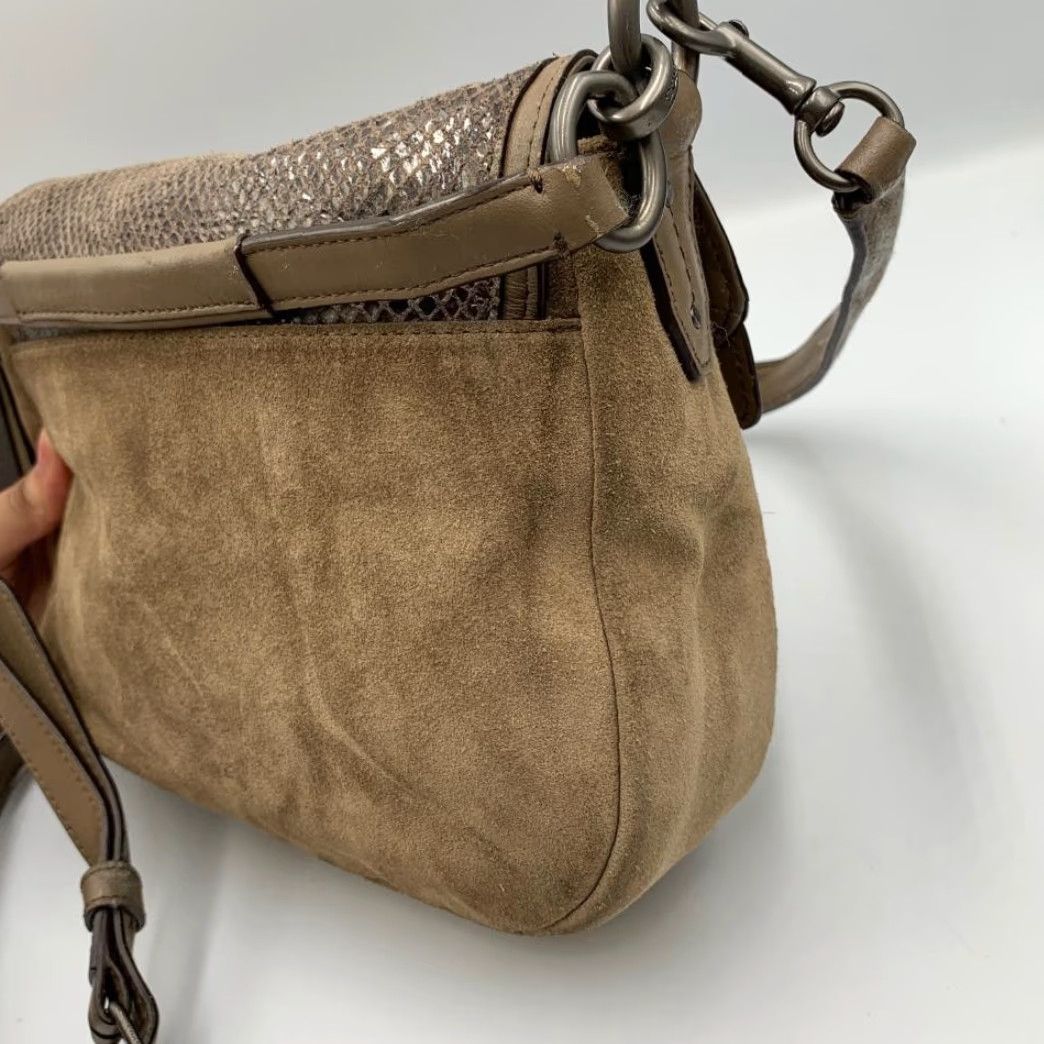Coach Coach Bag Womens Brown Exotic Python Embossed Leather Flap Detachable Crossbody Size ONE SIZE - 6 Thumbnail