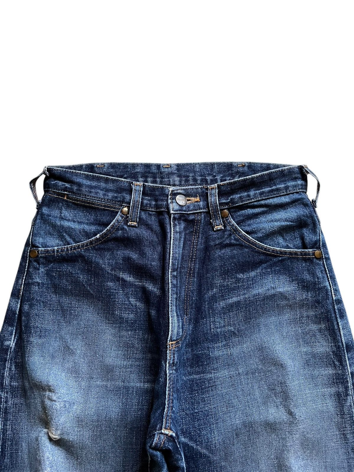 Vintage × Wrangler Wrangler Blue Bell Selvedge Blue Wash Distressed Baggy Jeans Size US 28 / EU 44 - 5 Thumbnail
