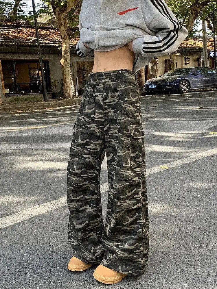 Japanese Brand Retro loose wide leg camouflage micro flared jeans Size US 32 / EU 48 - 3 Thumbnail