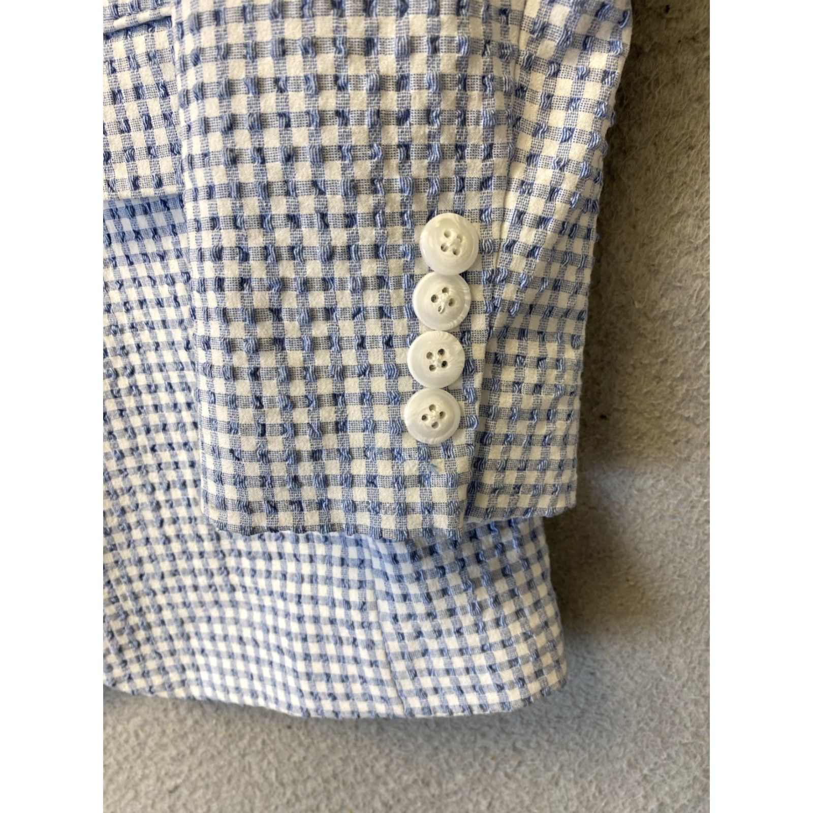 Asos VINTAGE ASOS Men’s Sport Coat Jacket Blazer Casual Formal Wedding Gingham Plaid Blue 34R Size 34R - 5 Thumbnail
