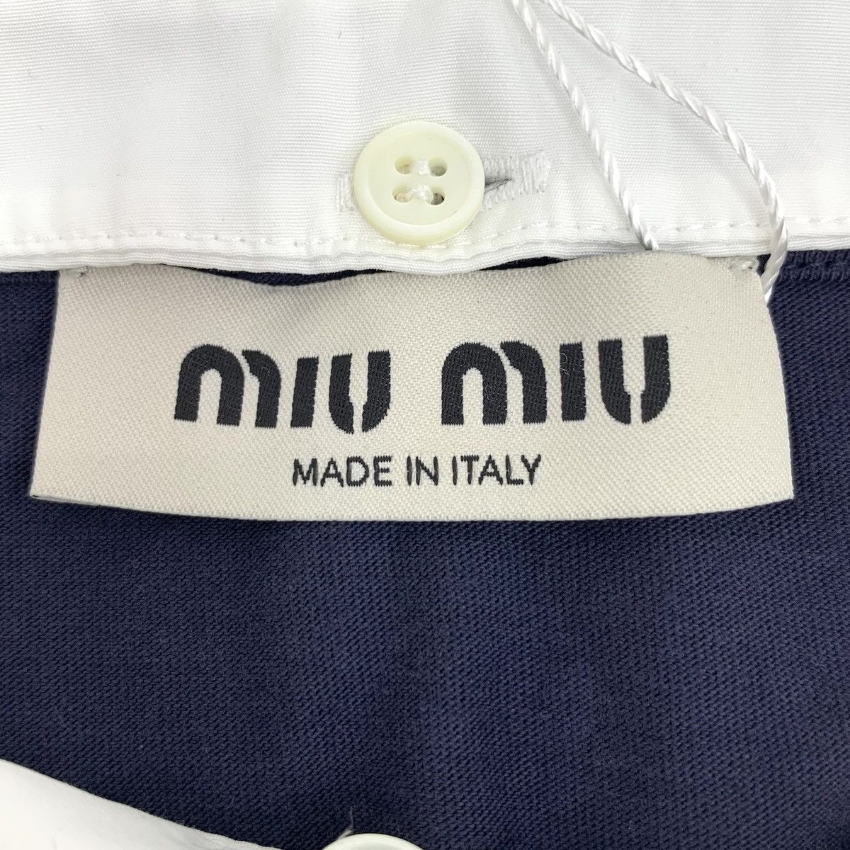 Miu Miu Miu Miu 22 Navy Logo Cotton Lace-Up Bow T-Shirt Size S / US 4 / IT 40 - 5 Thumbnail
