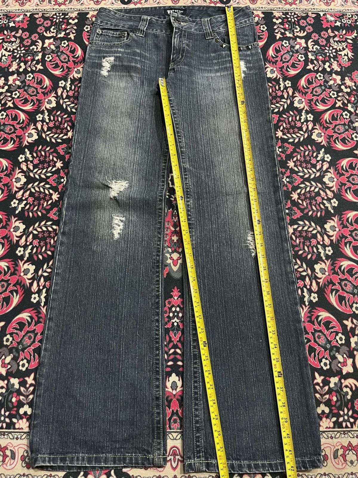 Japanese Brand Japanese Brand Wavelist Dark Washed Distressed Studded Jeans Size US 32 / EU 48 - 10 Thumbnail