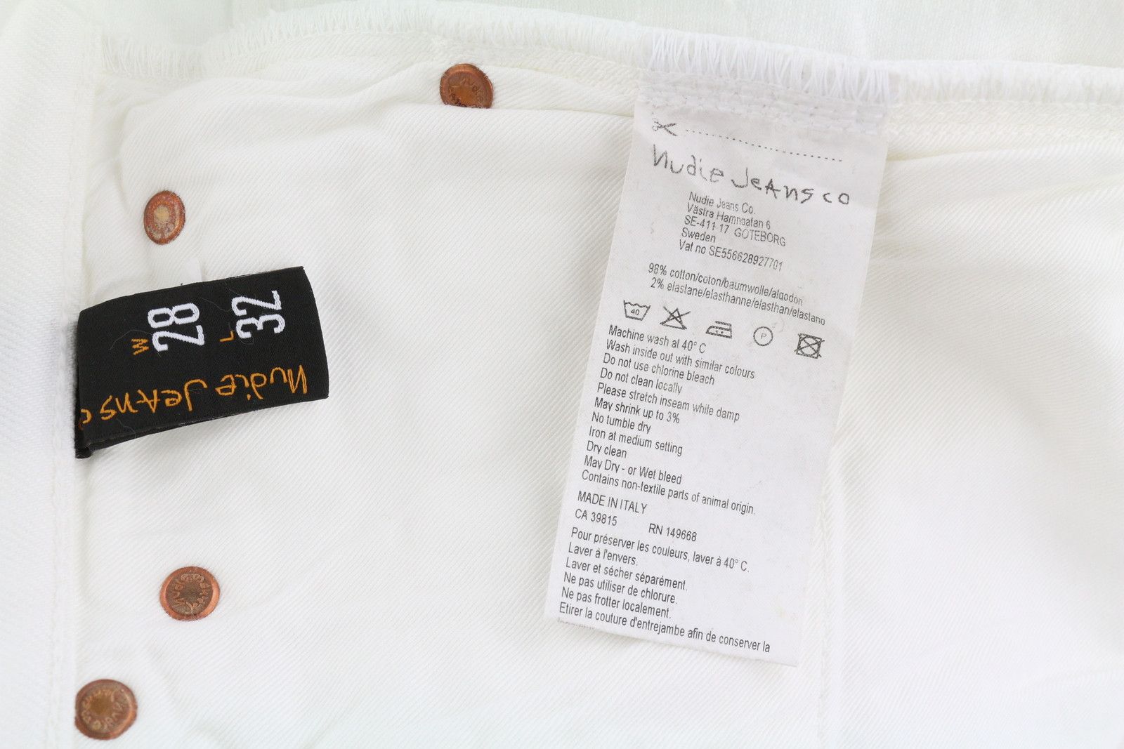 Nudie Jeans LEAN DEAN W28 Denim White Zip Cotton Turn-Up Shorts 83841 Size US 28 / EU 44 - 6 Thumbnail