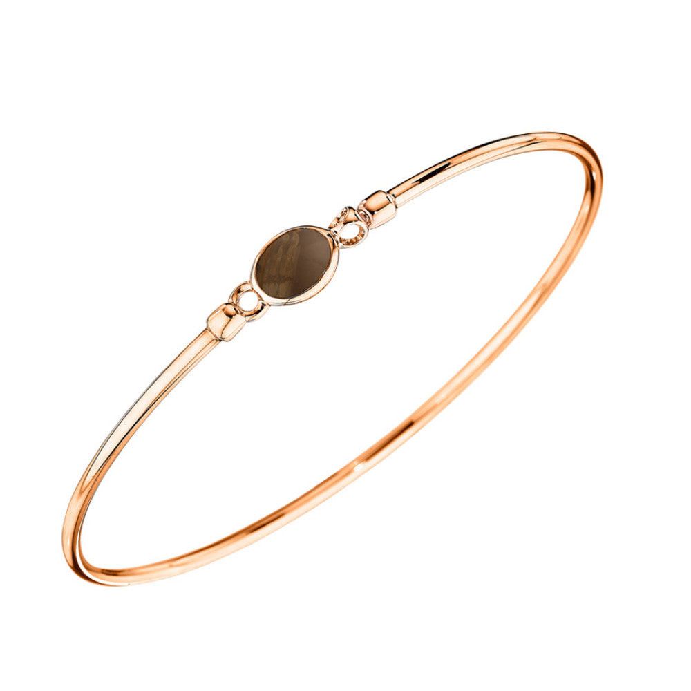 image of Tiffany Co Di Modolo Smokey Quartz Bangle Bracelet In Plated 18K Rose Gold Msrp 475 in Silver, Wome