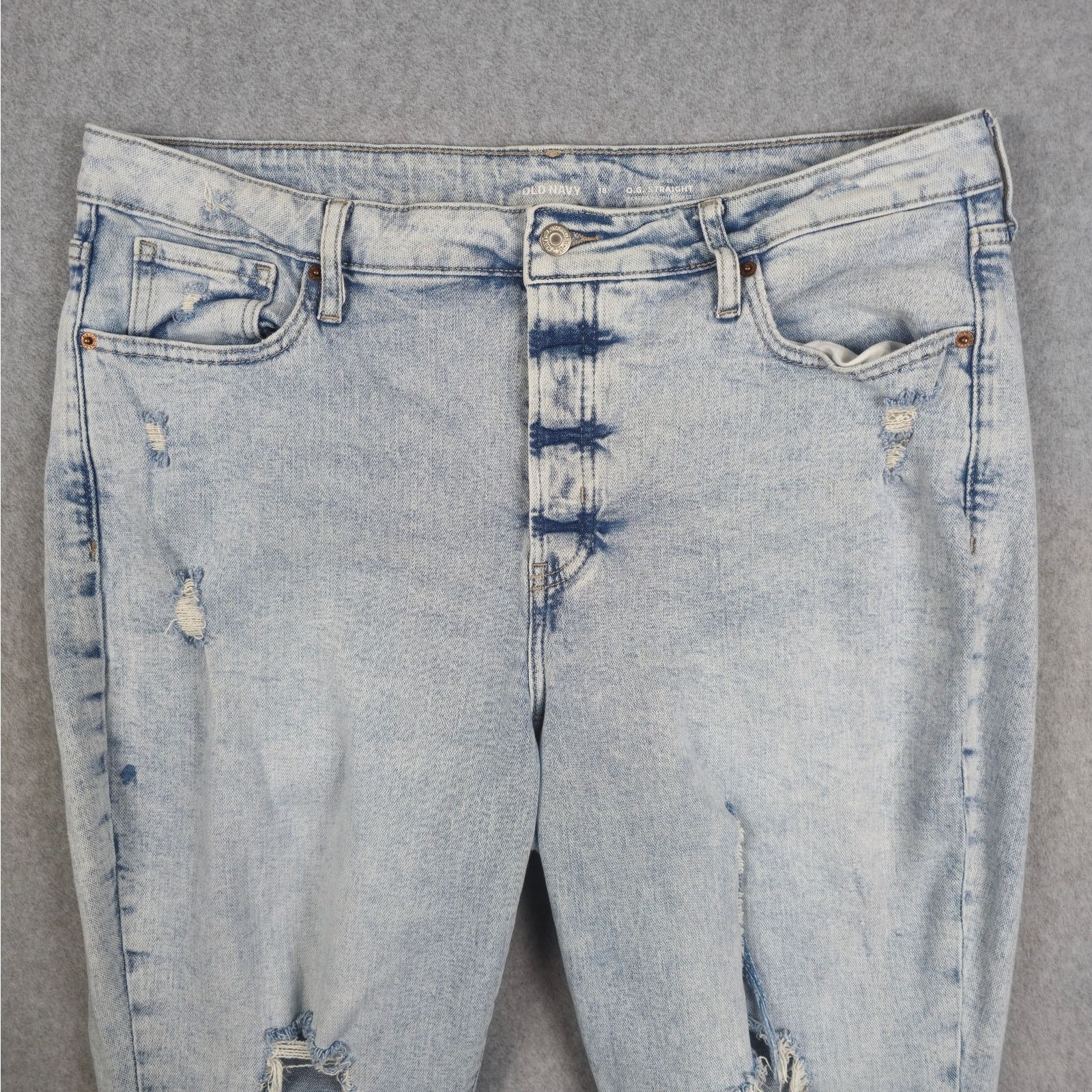 Old Navy Old Navy 18 OG Straight Button Fly Distressed Jeans Raw Hem Size 40" / US 18 - 3 Thumbnail