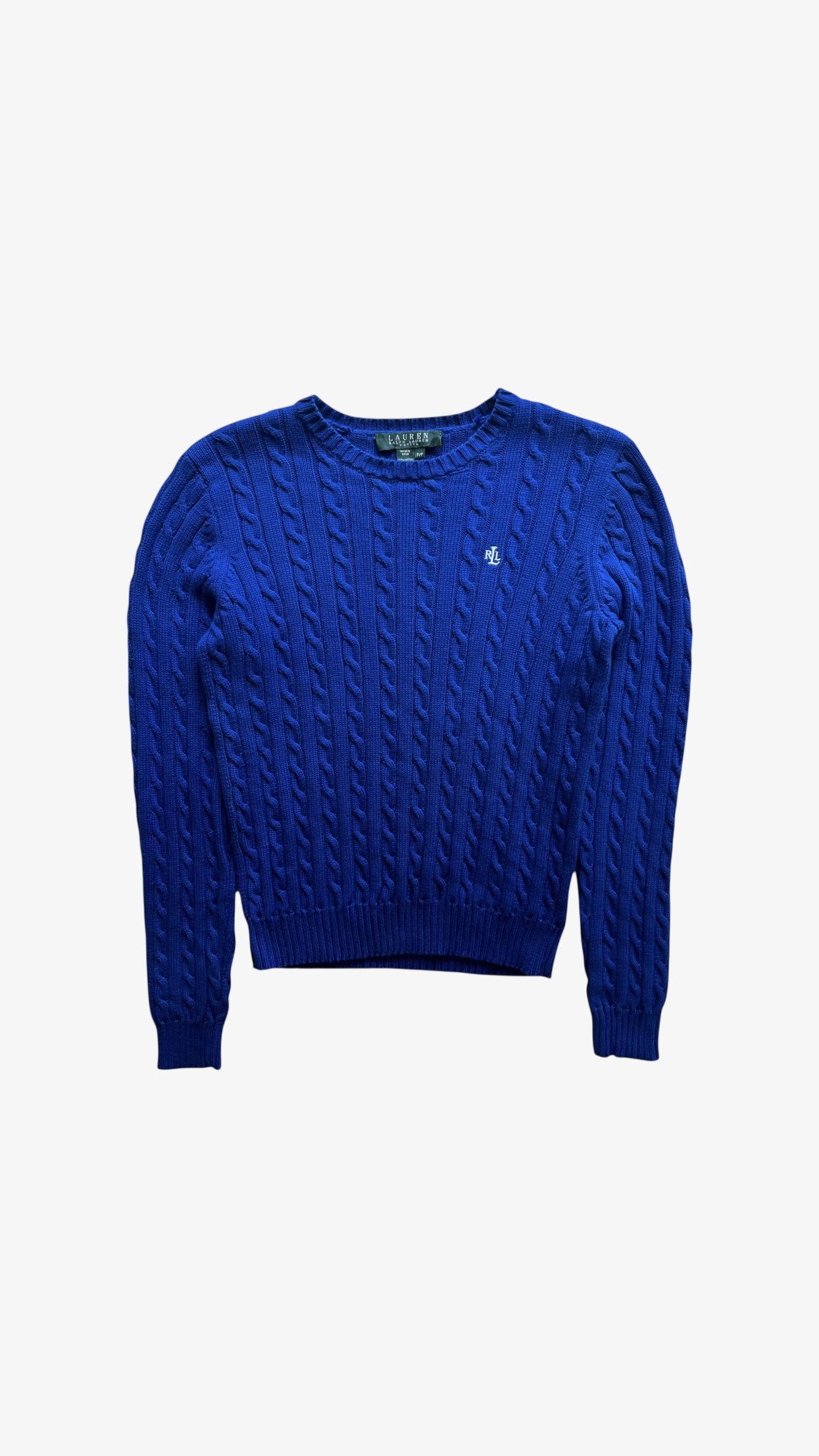 Ralph Lauren Vintage 90s Women's Ralph Lauren Blue Cable Knit Jumper Size XS / US 0-2 / IT 36-38 - 1 Thumbnail