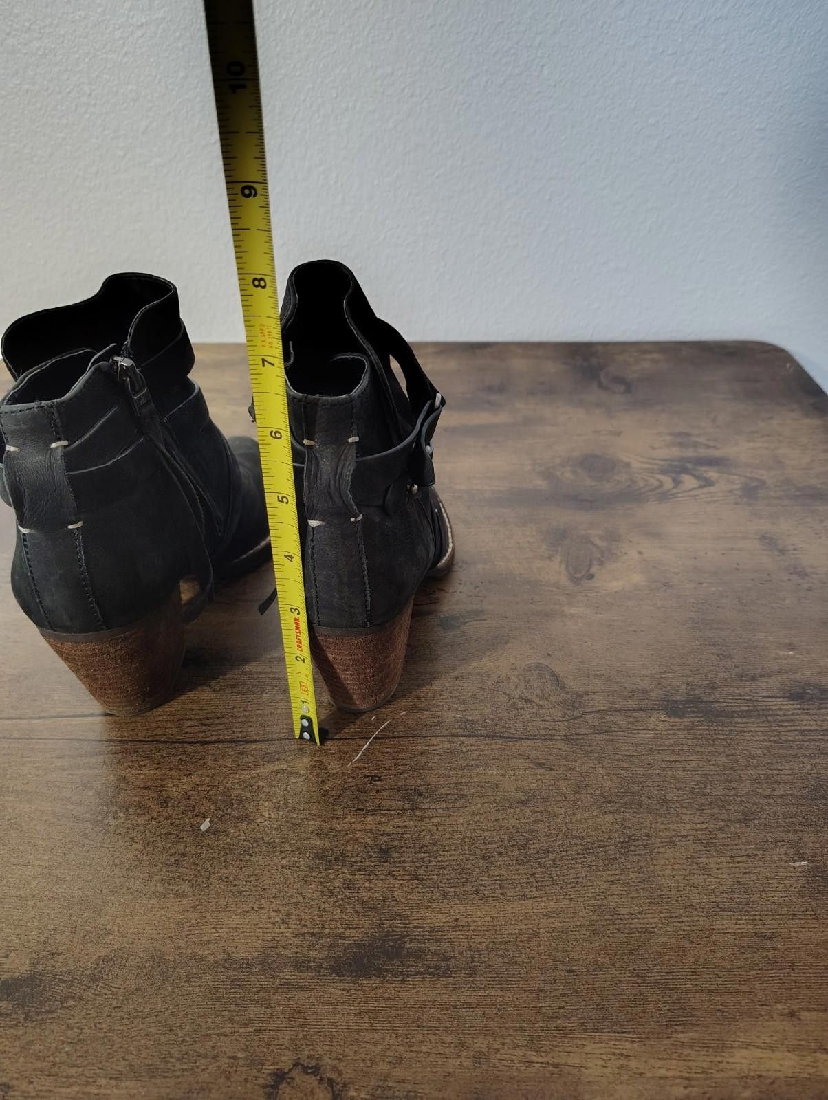 Designer Sam Edelman Ankle Boots Black Leather Side Zip Bootie Women Size US 6 / IT 36 - 5 Thumbnail