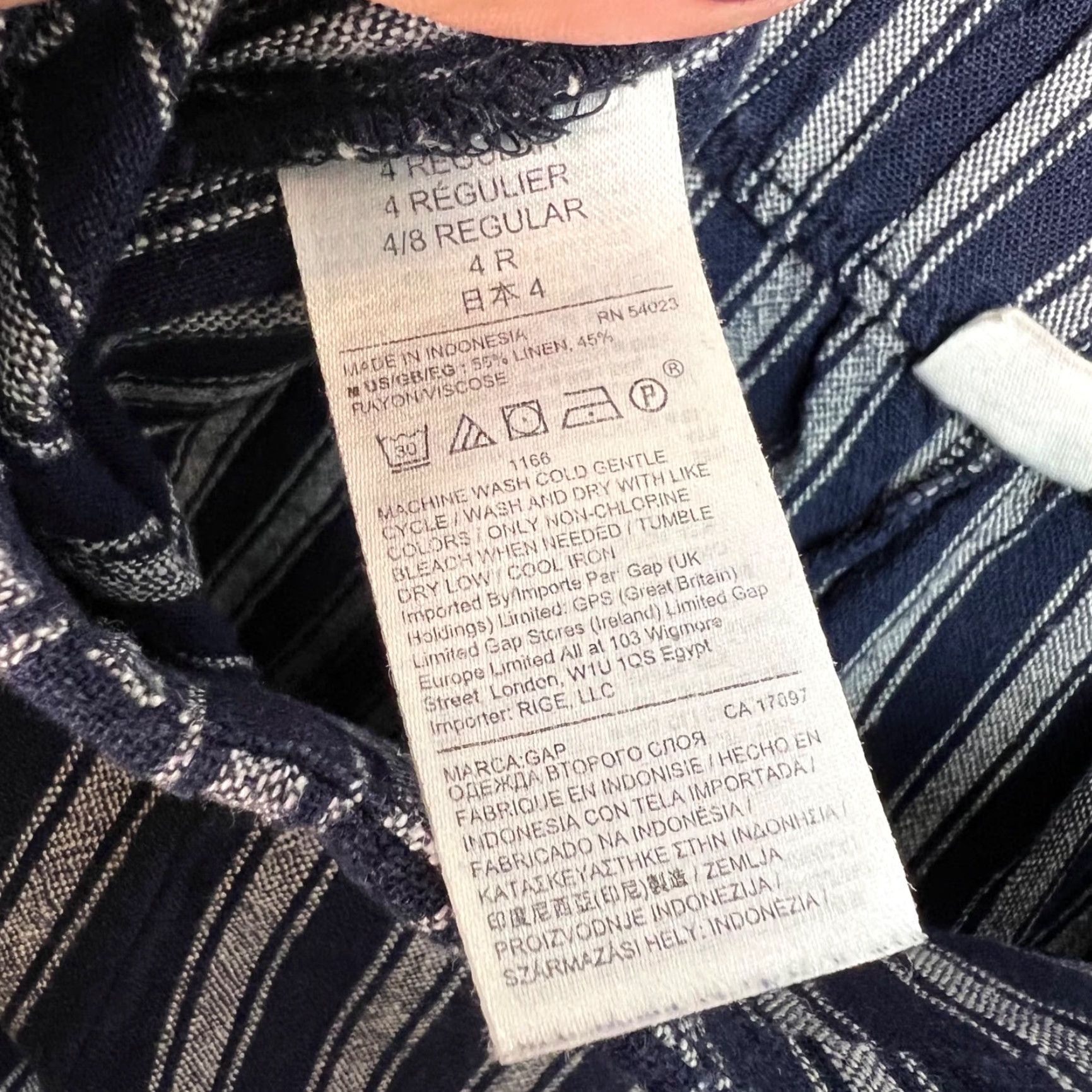 Gap Gap Pants Womens 4 Regular Striped Wide-Leg Blue & White Cotton Blend Casual Business - Adult Womens 4 Size 27" / US 4 / IT 40 - 5 Thumbnail