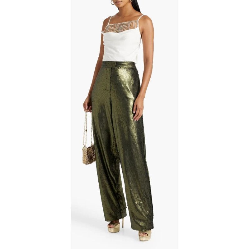 NICHOLAS Nicholas Rhinestone Fringe Cowl Neck Ivory Crop Top – M Size M / US 6-8 / IT 42-44 - 8 Thumbnail