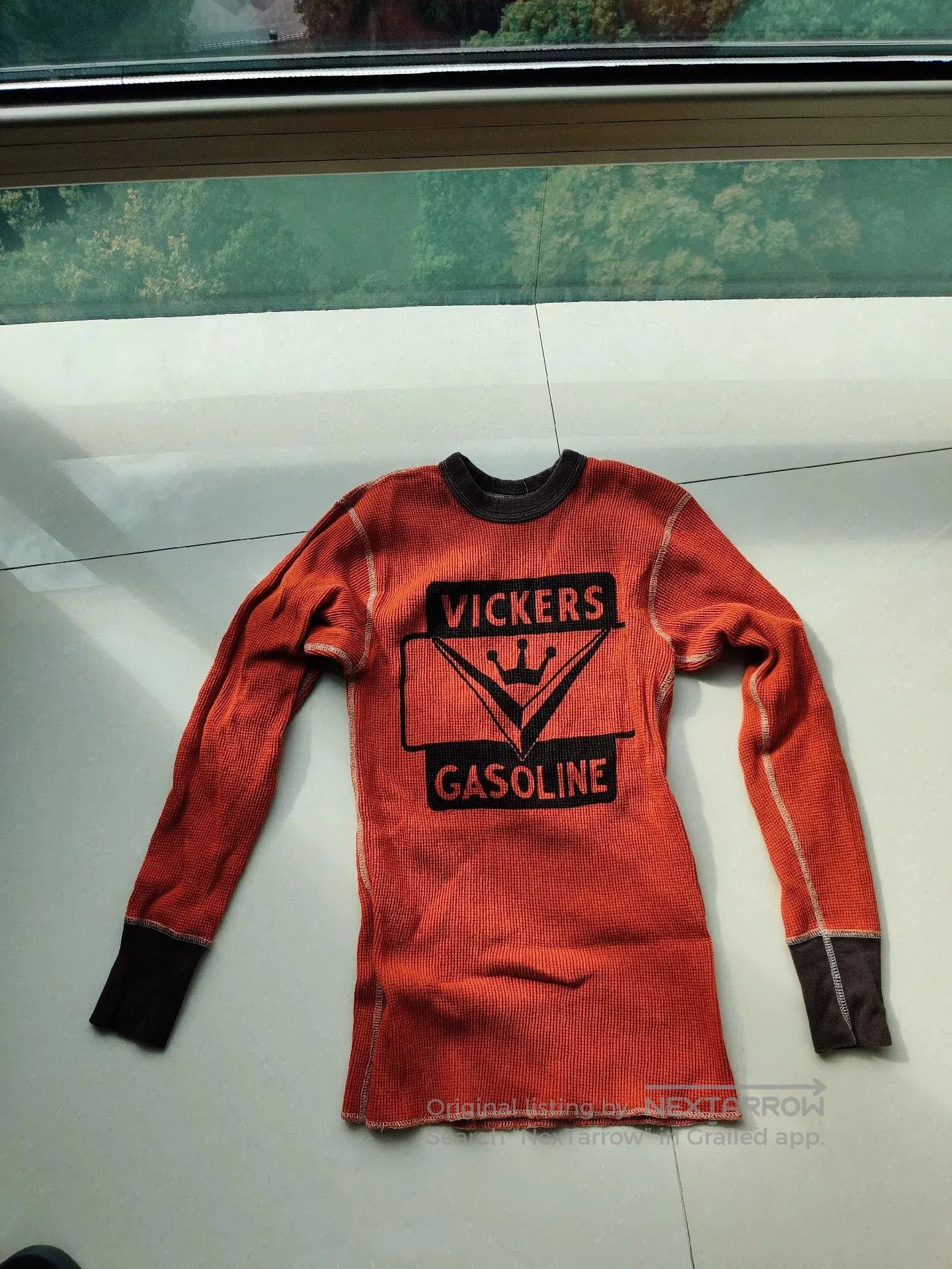 vickers gasoline long sleeve waffle shirt.
