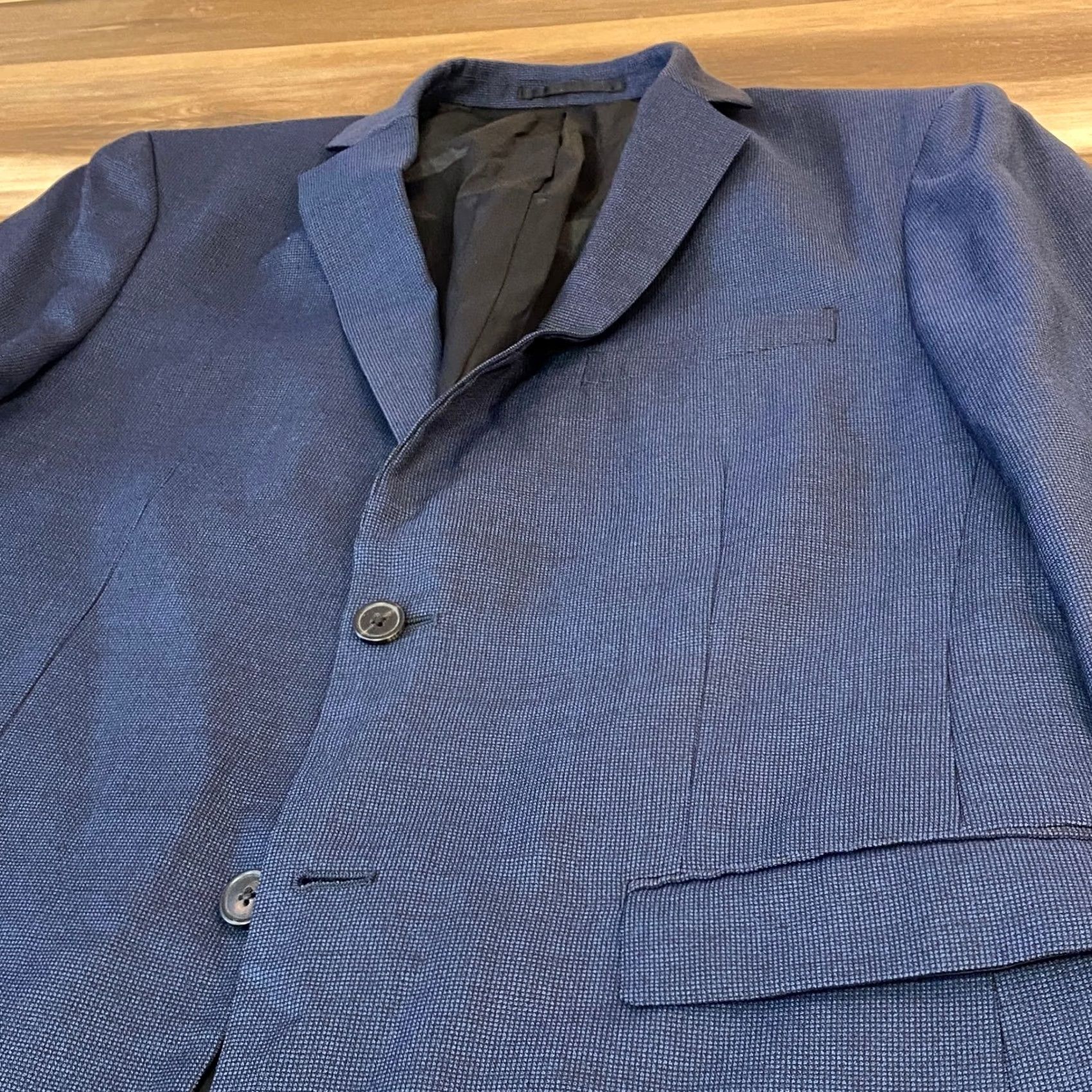 Theory Theory Blazer Mens 42 Sport Coat Wool Blue Micro Pattern Notch Lapel Four-Button Cuffs Two-Button Front Formal Business Regular Cowan? Size 42R - 5 Thumbnail