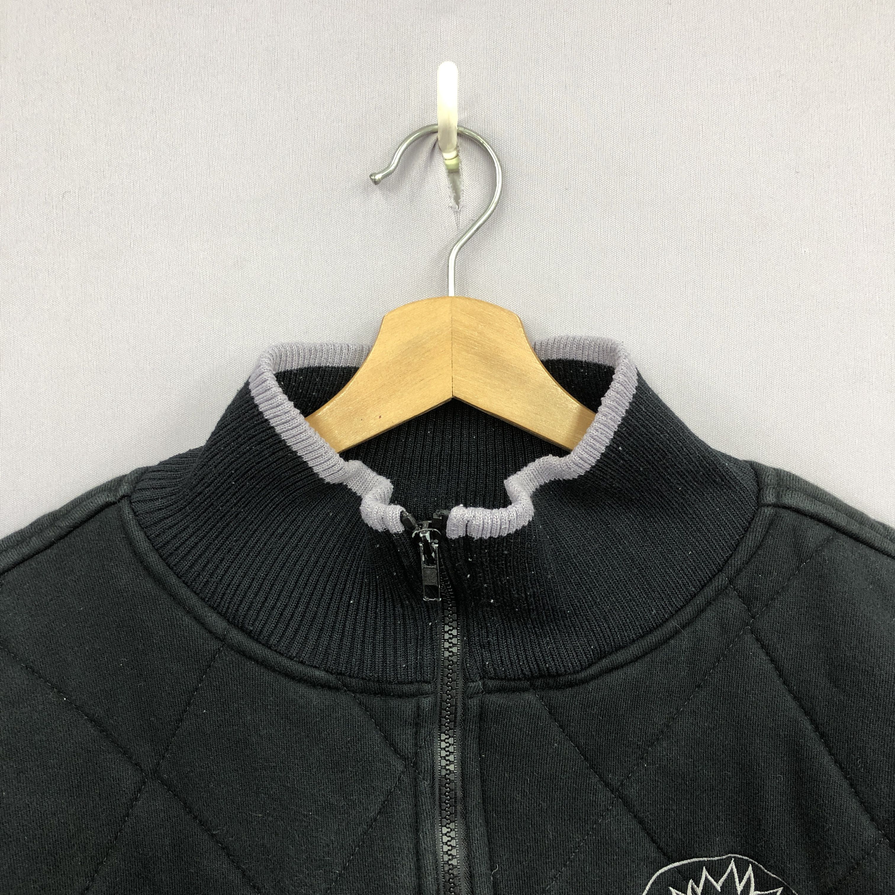 Japanese Brand × Vintage Vintage Mischievous Varsity Sweater Quilts Zipper Sweatshirt Size US M / EU 48-50 / 2 - 2 Thumbnail
