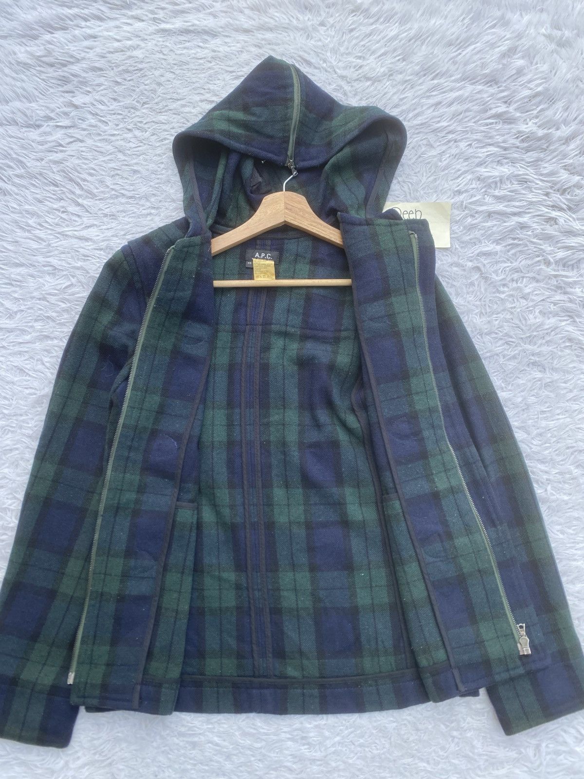 A.P.C. Rare Vintage A.P.C Checkered Wool Hooded Jacket Size US XS / EU 42 / 0 - 9 Thumbnail