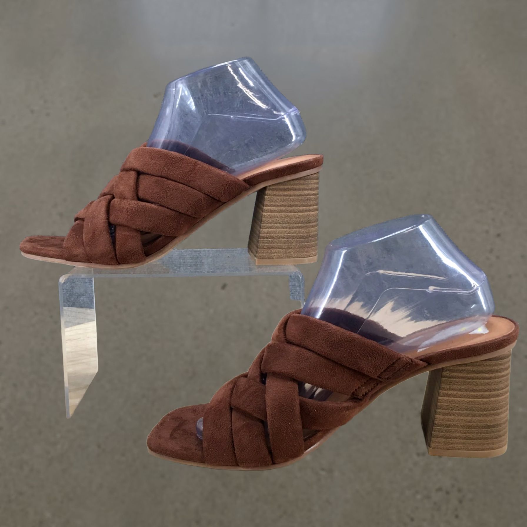 Vintage Universal Thread Sandals Womens 9.5 Andy Mule Brown Braided Slip On Block Heels Size US 10 / IT 40 - 1 Thumbnail