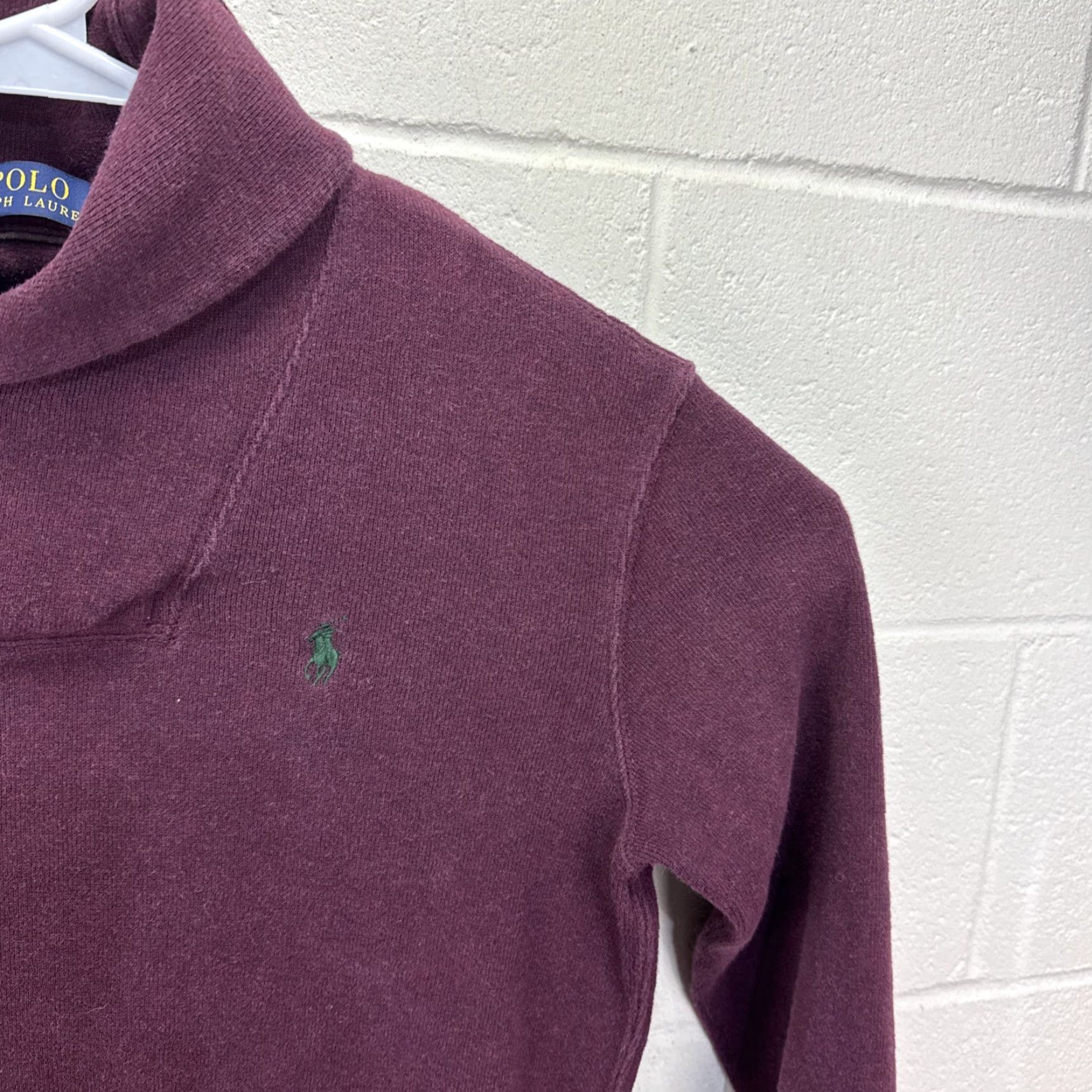Polo Ralph Lauren Polo Ralph Lauren Sweater Mens Small Maroon Asymmetric Shawl Collar Long Sleeve Size US S / EU 44-46 / 1 - 6 Thumbnail