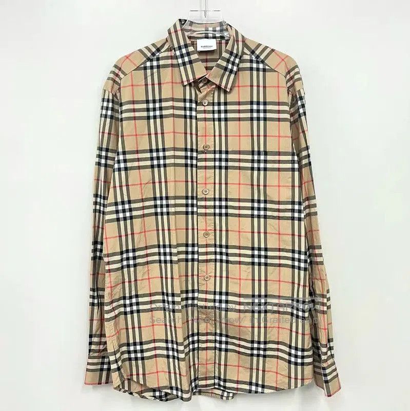 Burberry Burberry Men's Khaki Check Long Sleeve Shirt. Size US M / EU 48-50 / 2 - 1 Thumbnail