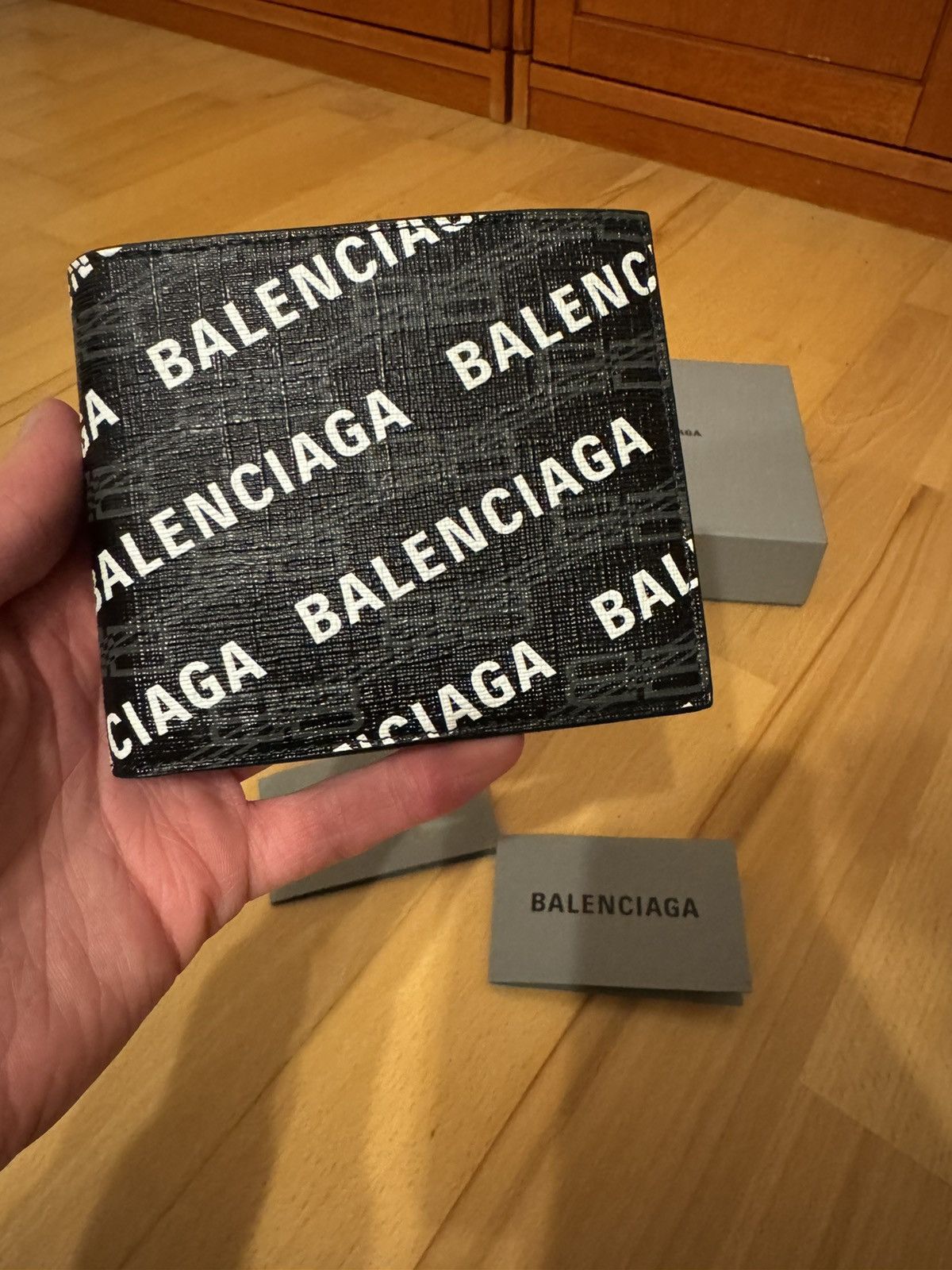 image of Balenciaga Monogram All-Over Wallet in Black, Men's