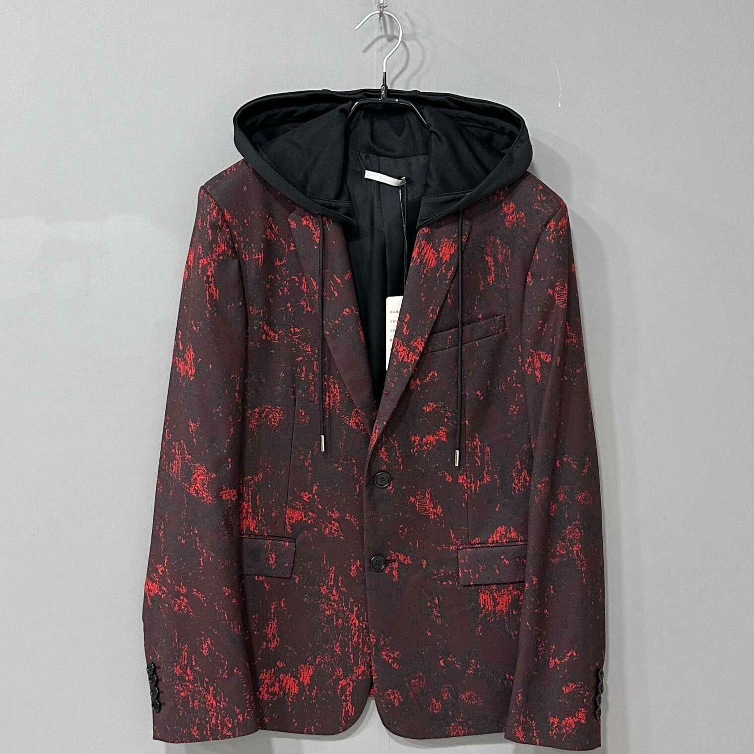 Dior Dark Red Hooded Suit Jacket