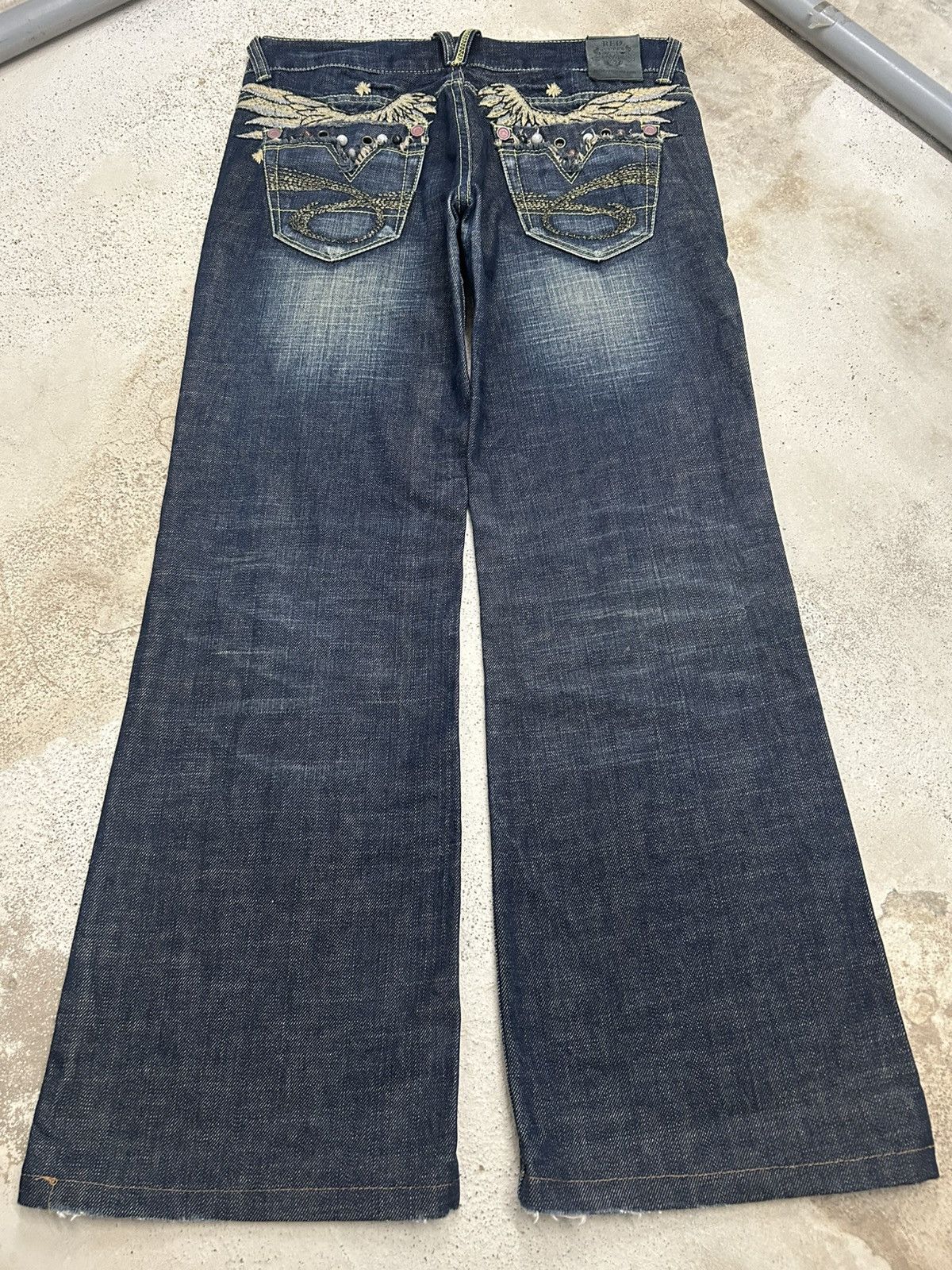 Hysteric Glamour Flare Red pepper embroidered wide leg blue jeans Size 30" / US 8 / IT 44 - 1 Thumbnail