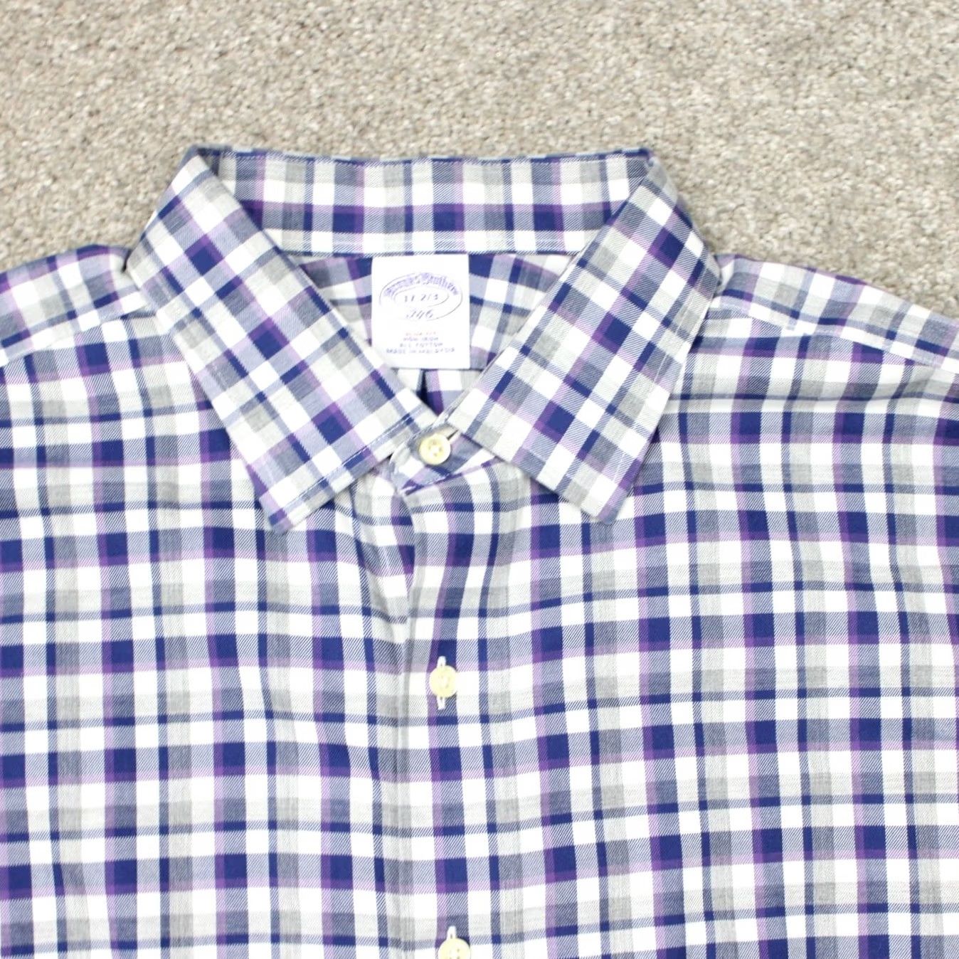 Brooks Brothers Brooks Brothers 346 Shirt Mens 17, 2/3 Purple/Blue Slim Fit Non-Iron Cotton L/S Shirt Size US XL / EU 56 / 4 - 6 Thumbnail