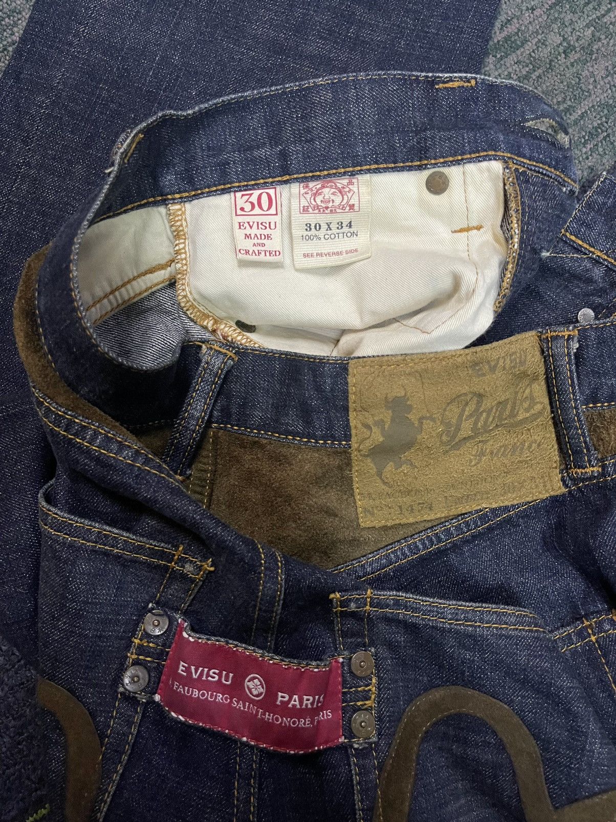 Designer × Evisu RARE EVISU PARIS YAMANE SUEDE SEA GULL SELVEDGE JEANS Size US 31 - 12 Thumbnail
