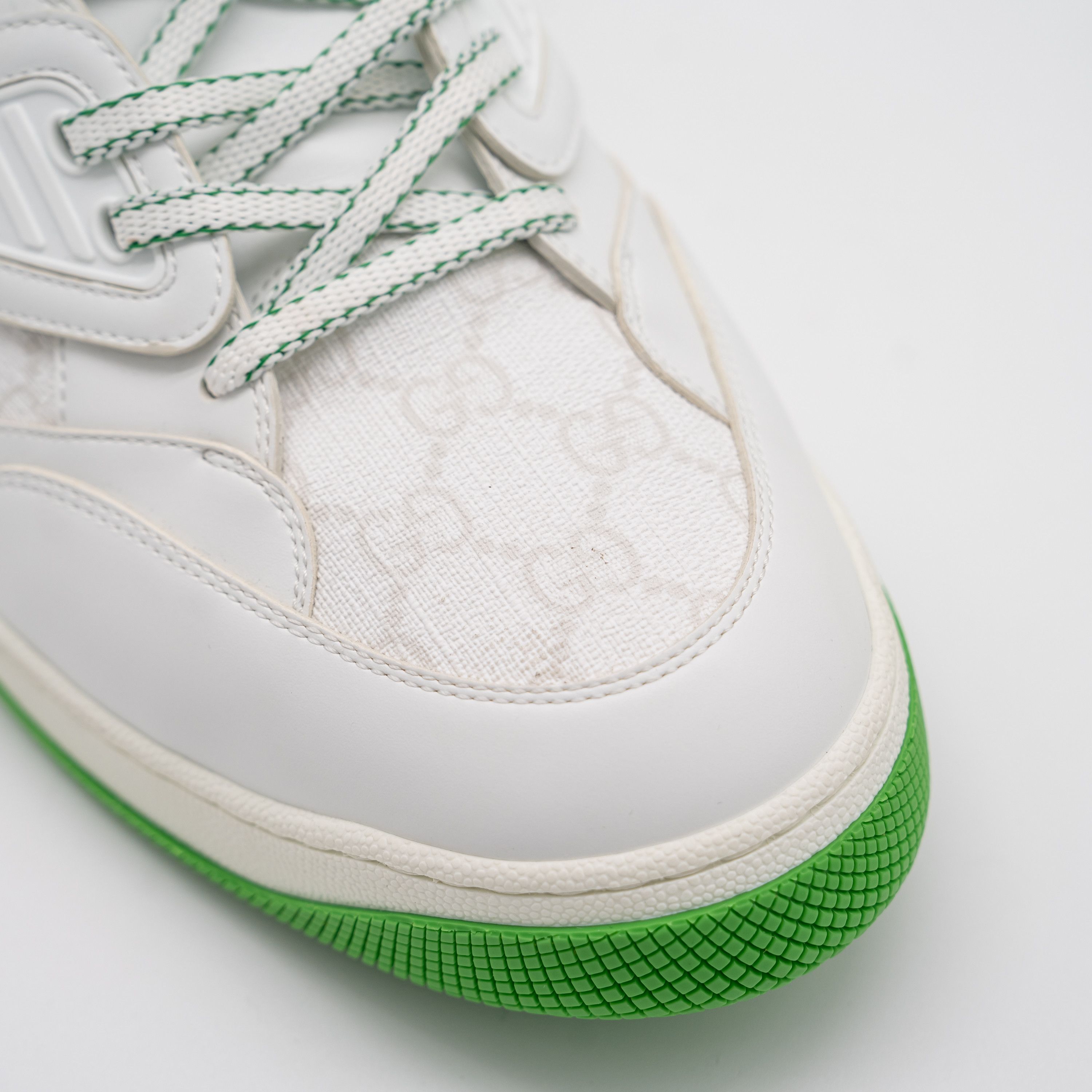 Gucci 14G 14.5 US Gucci Basket Low White Green Sneakers GG Size US 14 / EU 47 - 7 Thumbnail