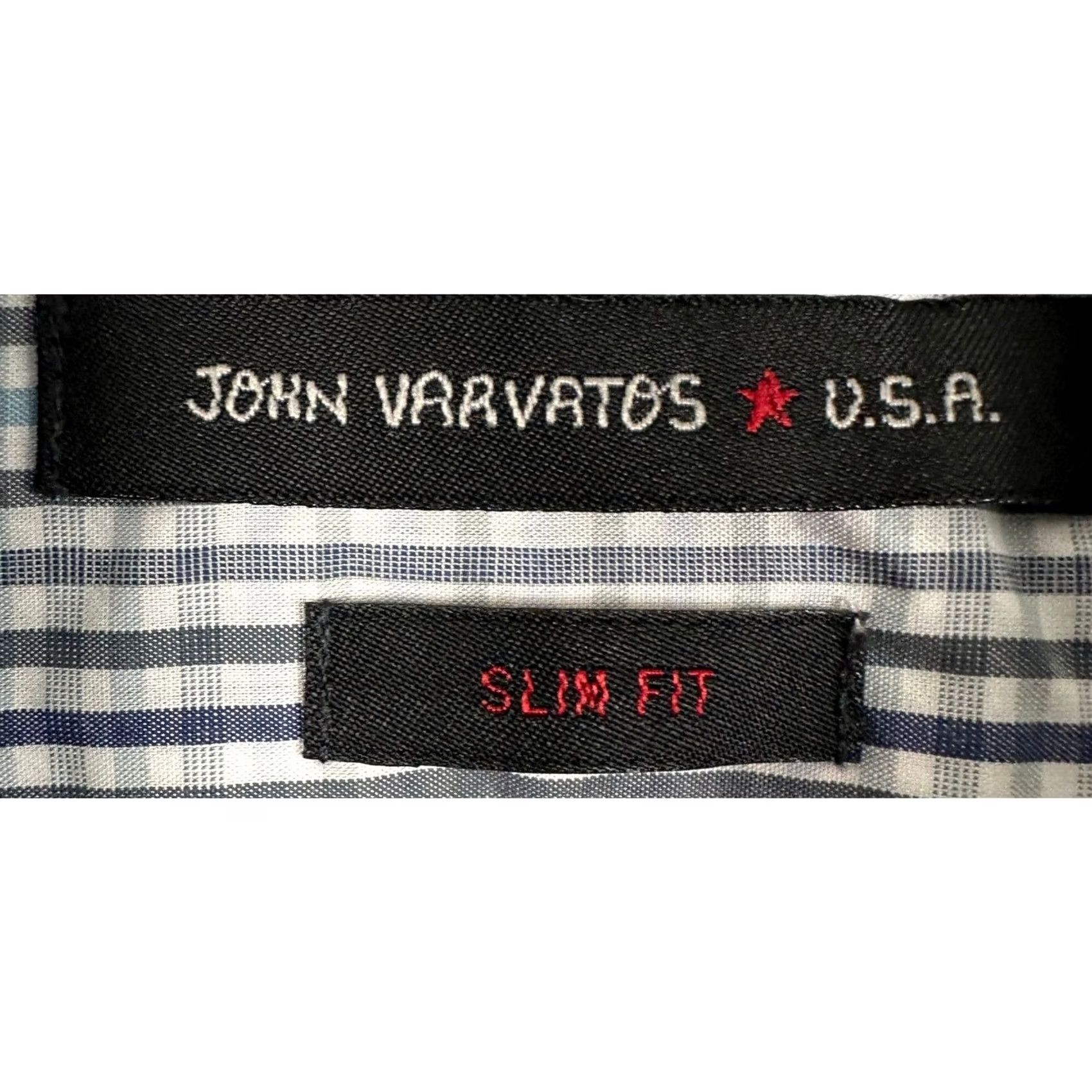 John Varvatos John Varvatos USA Dress Shirt Mens 16 34-35 White Gray Blue Plaid Long Sleeve Shirt Mens Regular Cotton 100% Size 42R - 4 Thumbnail