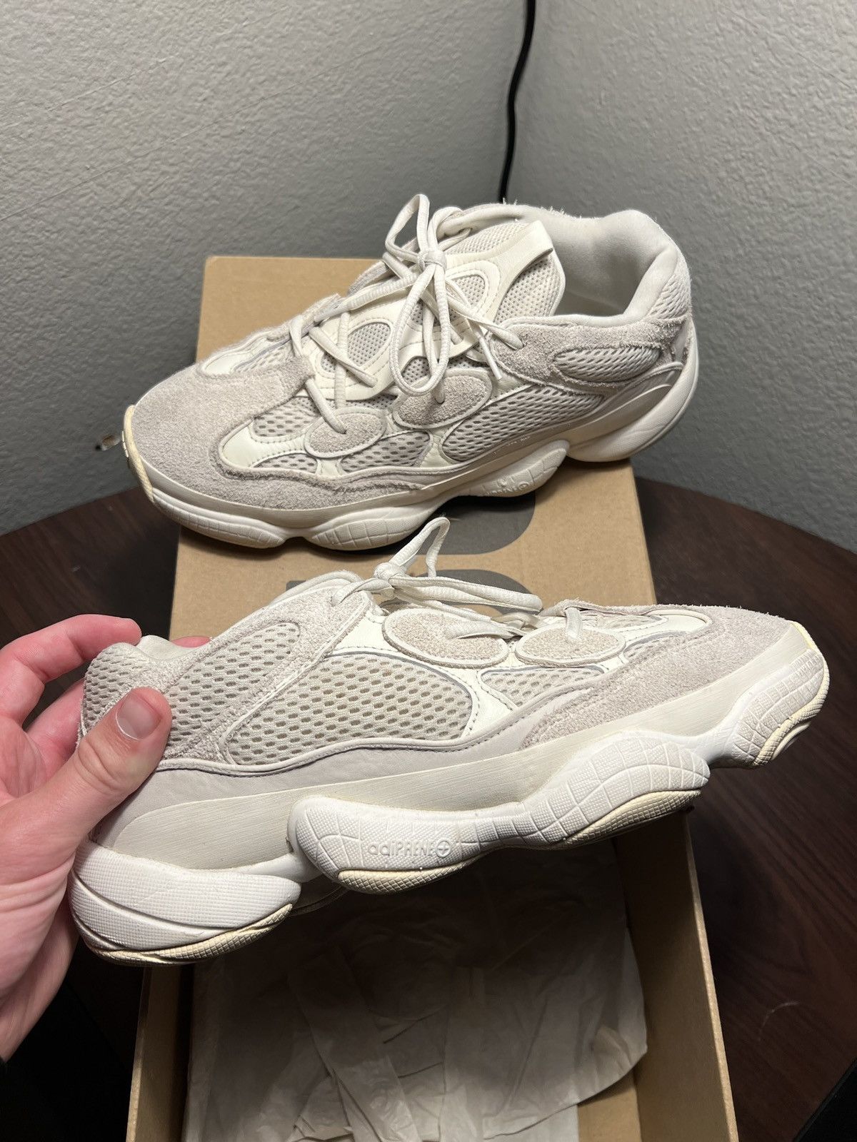image of Adidas x Yeezy Season Yeezy 500 “Bone White” Shoes in Light Bone, Men's (Size 10)