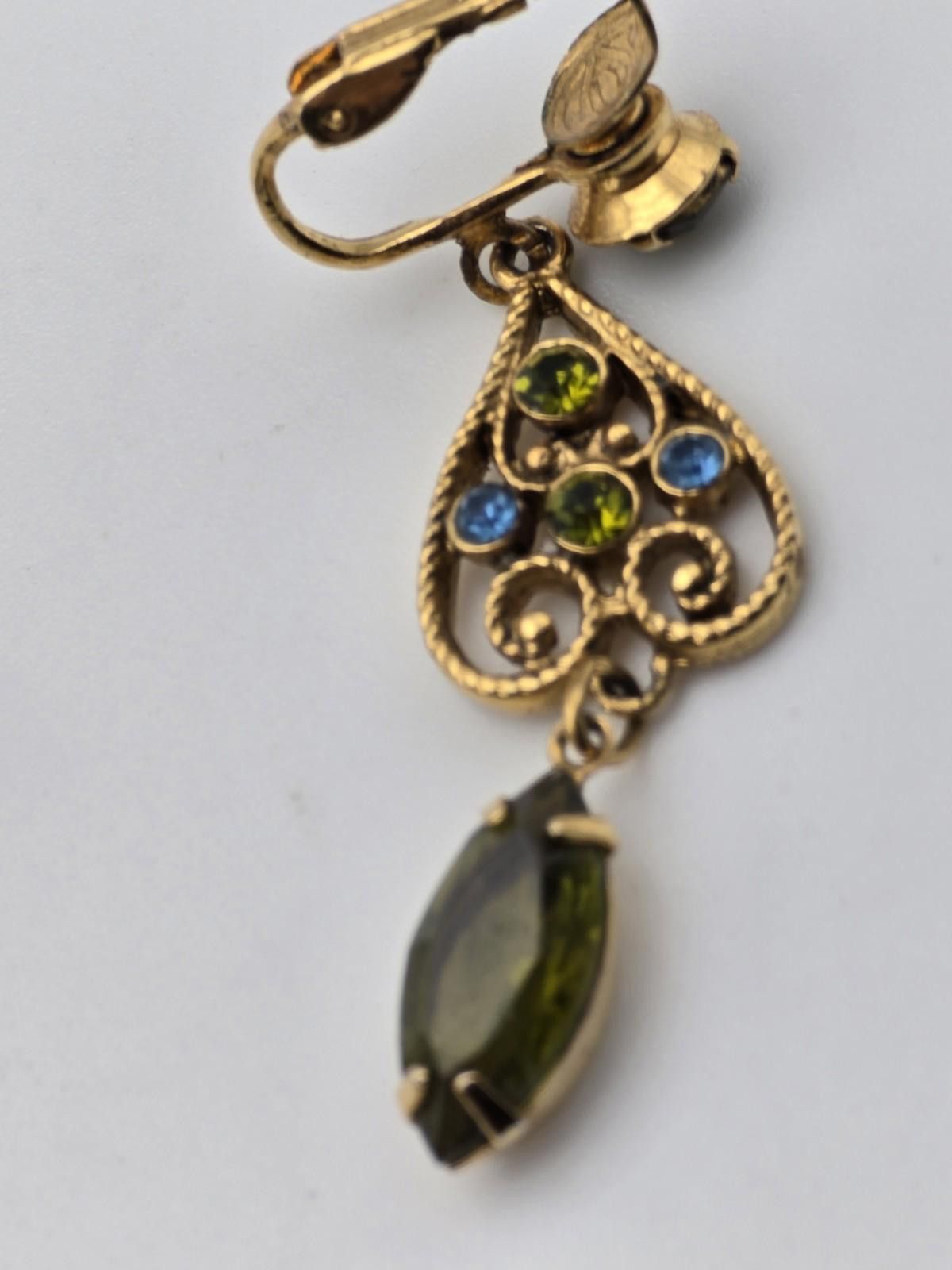 Other Vintage Filigree Brooch Earrings Blue & Green Stones Size ONE SIZE - 5 Thumbnail