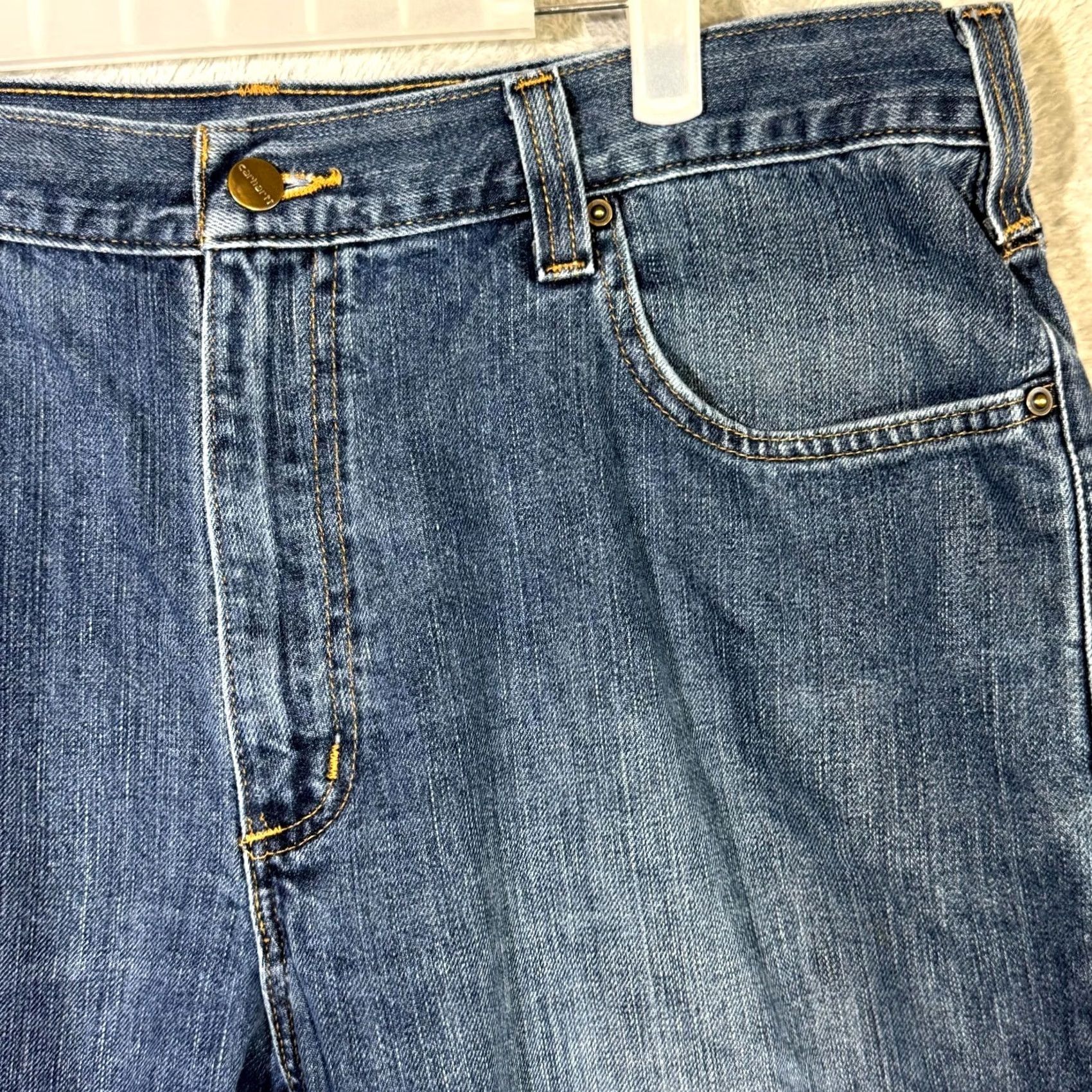 Carhartt Carhartt Men’s Jeans 38×32 Blue Denim Medium Wash Mid-Rise Straight Leg Size US 38 / EU 54 - 4 Thumbnail