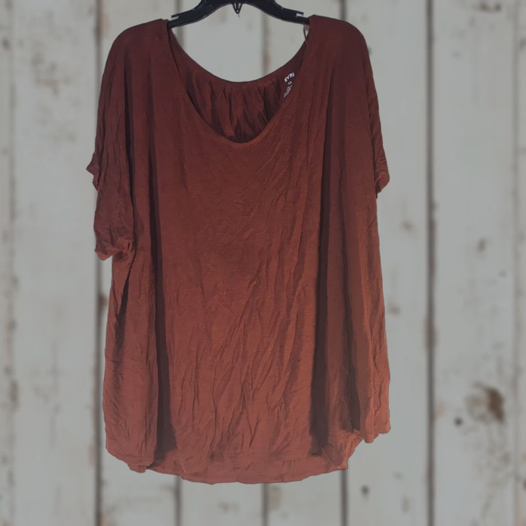Vintage Evri Burnt Orange Sheer Polka Dot Top Plus Size 3X Short Flutter Sleeve Casual T-Shirt Womens Size XXL / US 16-18 / IT 52-54 - 1 Thumbnail