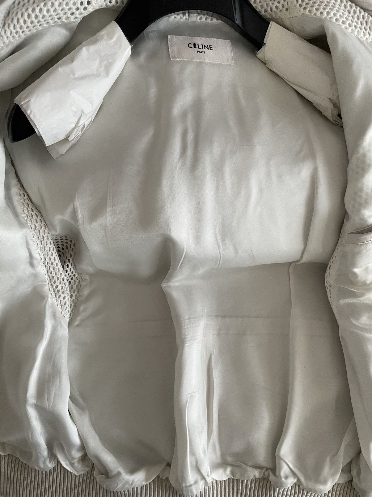 Celine × Hedi Slimane SS22 White Hooded Leather Bomber Mesh Panneling Size US S / EU 44-46 / 1 - 21 Thumbnail
