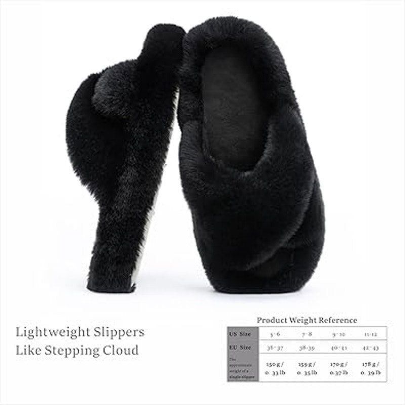 Other Chantomoo Women's Size 8 Black Furry Memory Foam Slippers Size US 8 / IT 38 - 3 Thumbnail