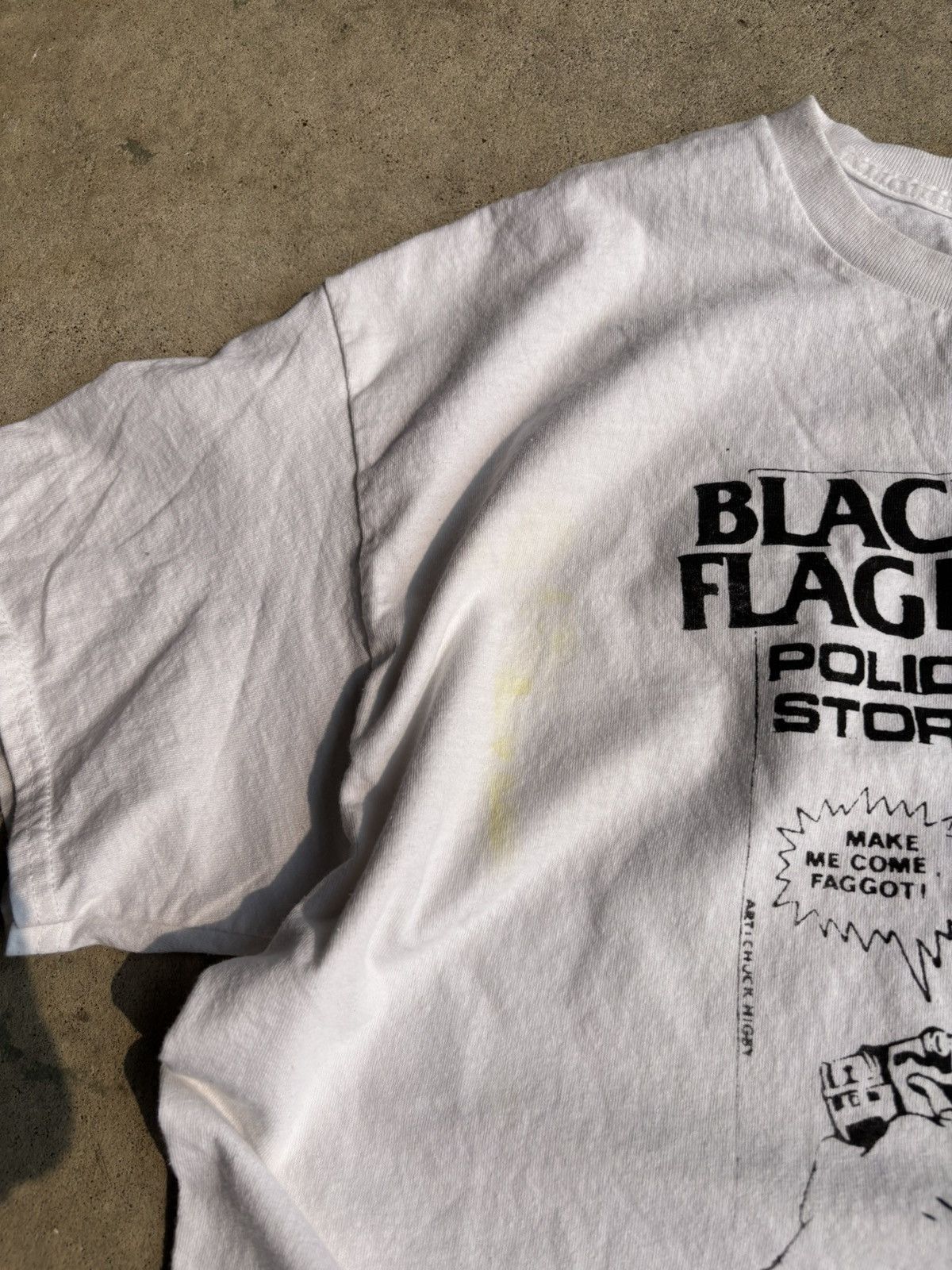 Band Tees Vintage Early 2000s Black Flag Police Story Faded White Tee Size US XL / EU 56 / 4 - 4 Thumbnail