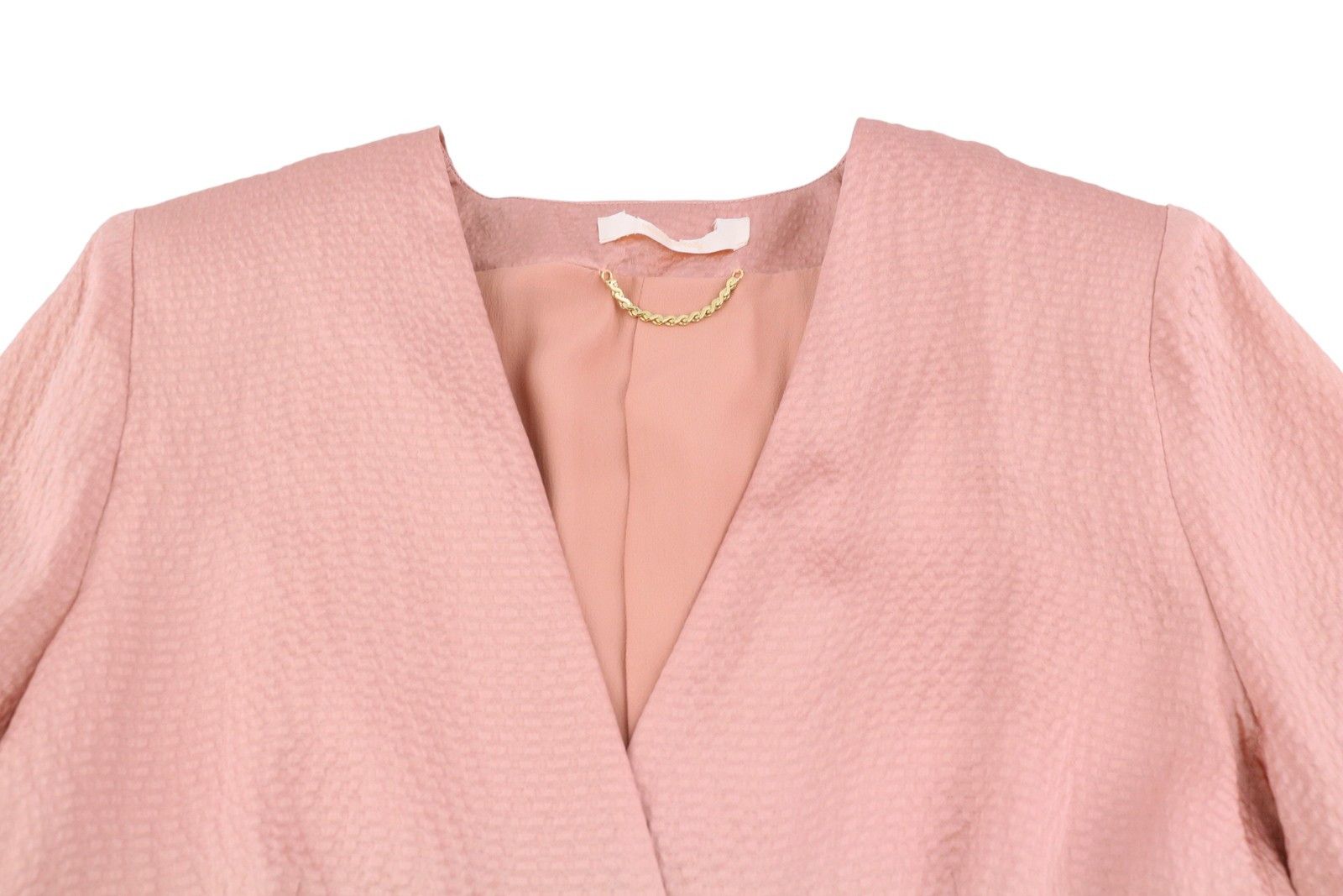 Max Mara BRIDAL OCCHI EU44 Pink Textured Silk Wrap Blouse 88911 Size XL / US 12-14 / IT 48-50 - 5 Thumbnail